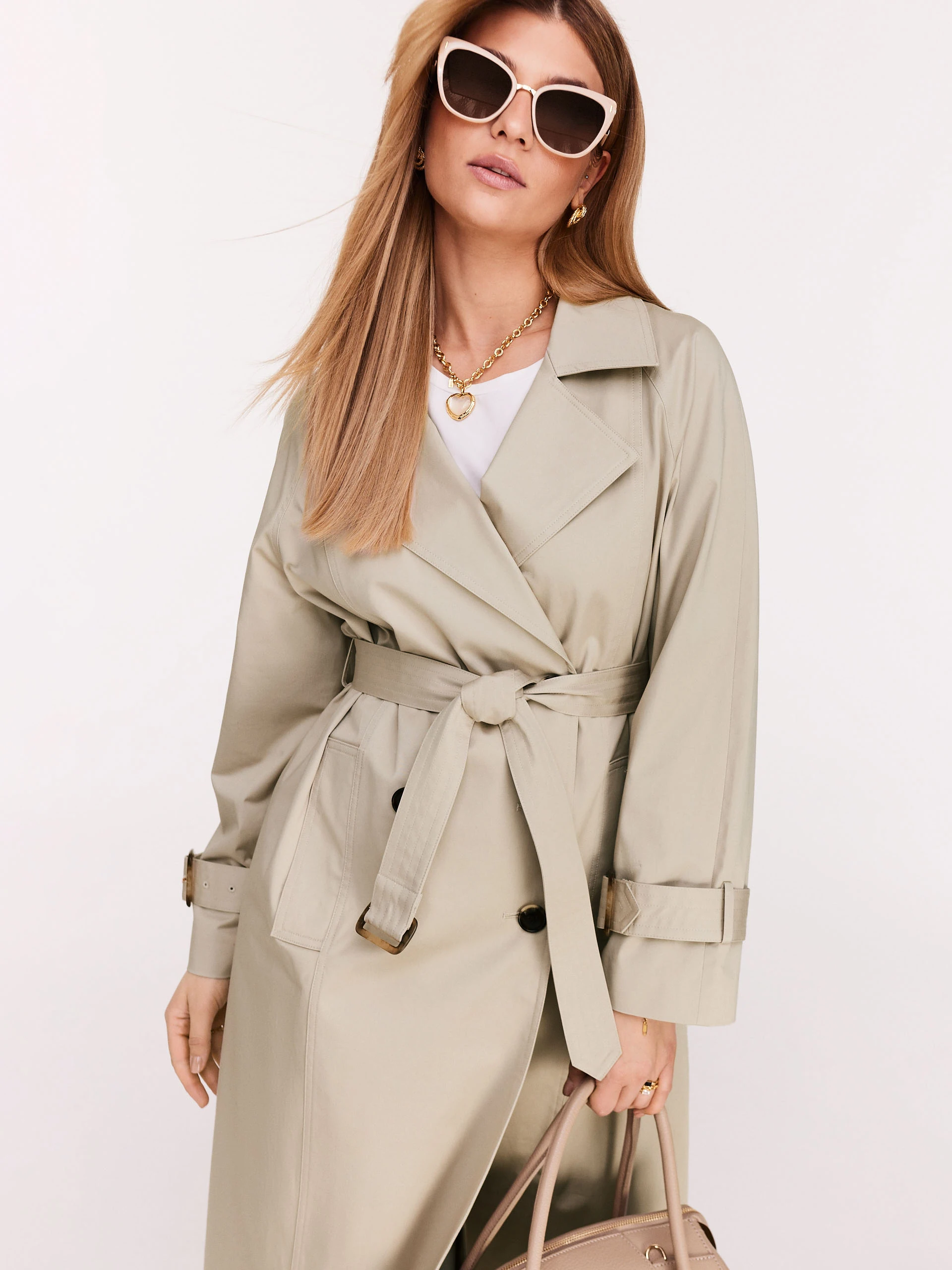 Light grey long trench coat