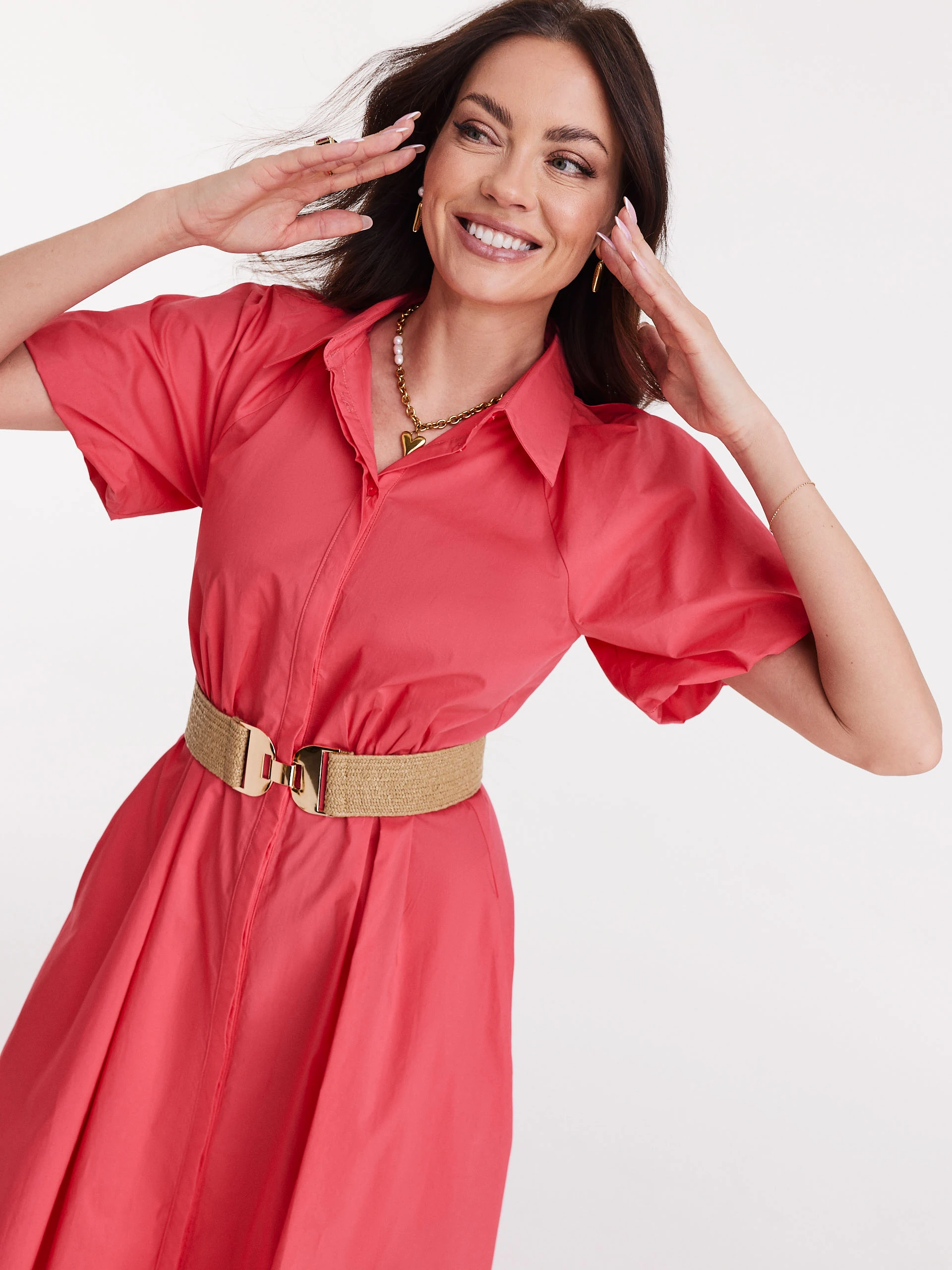 Coral shimmer dress with buffets
