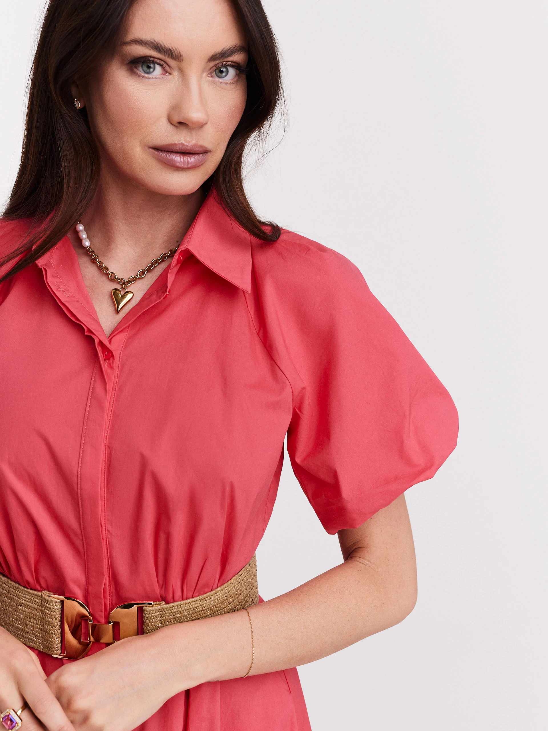 Coral shimmer dress with buffets