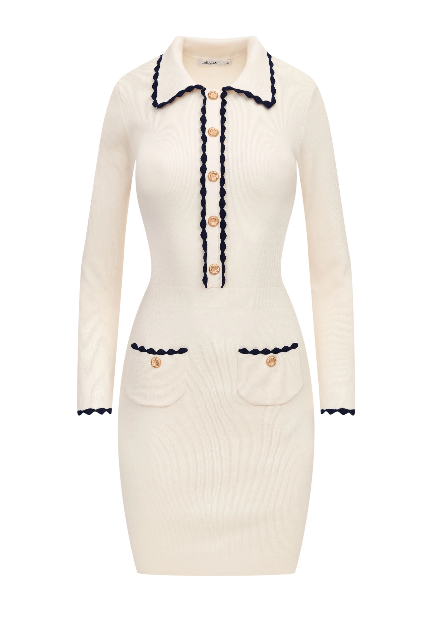 Knitted fitted dress in cream color