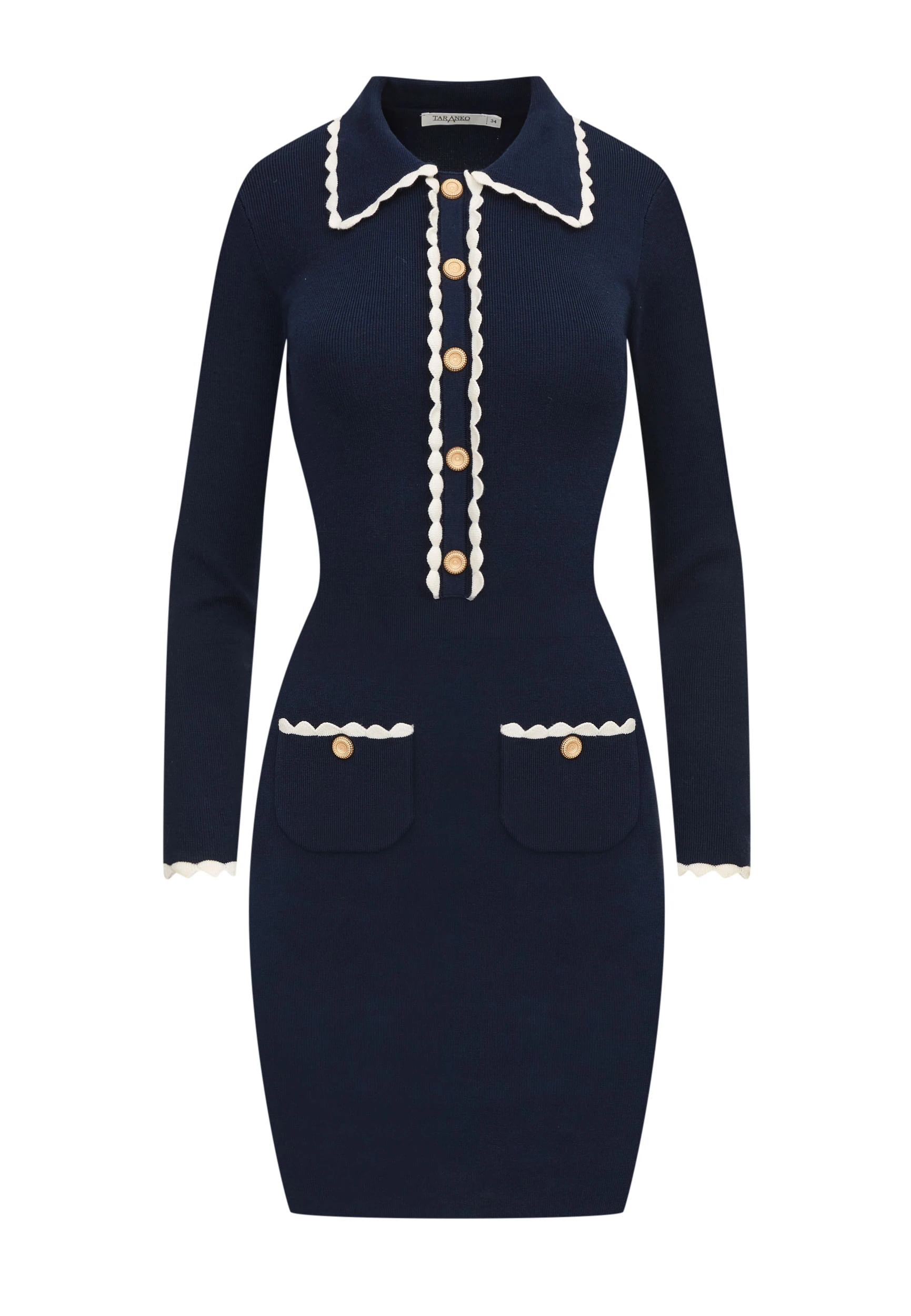 Navy blue fitted knit dress