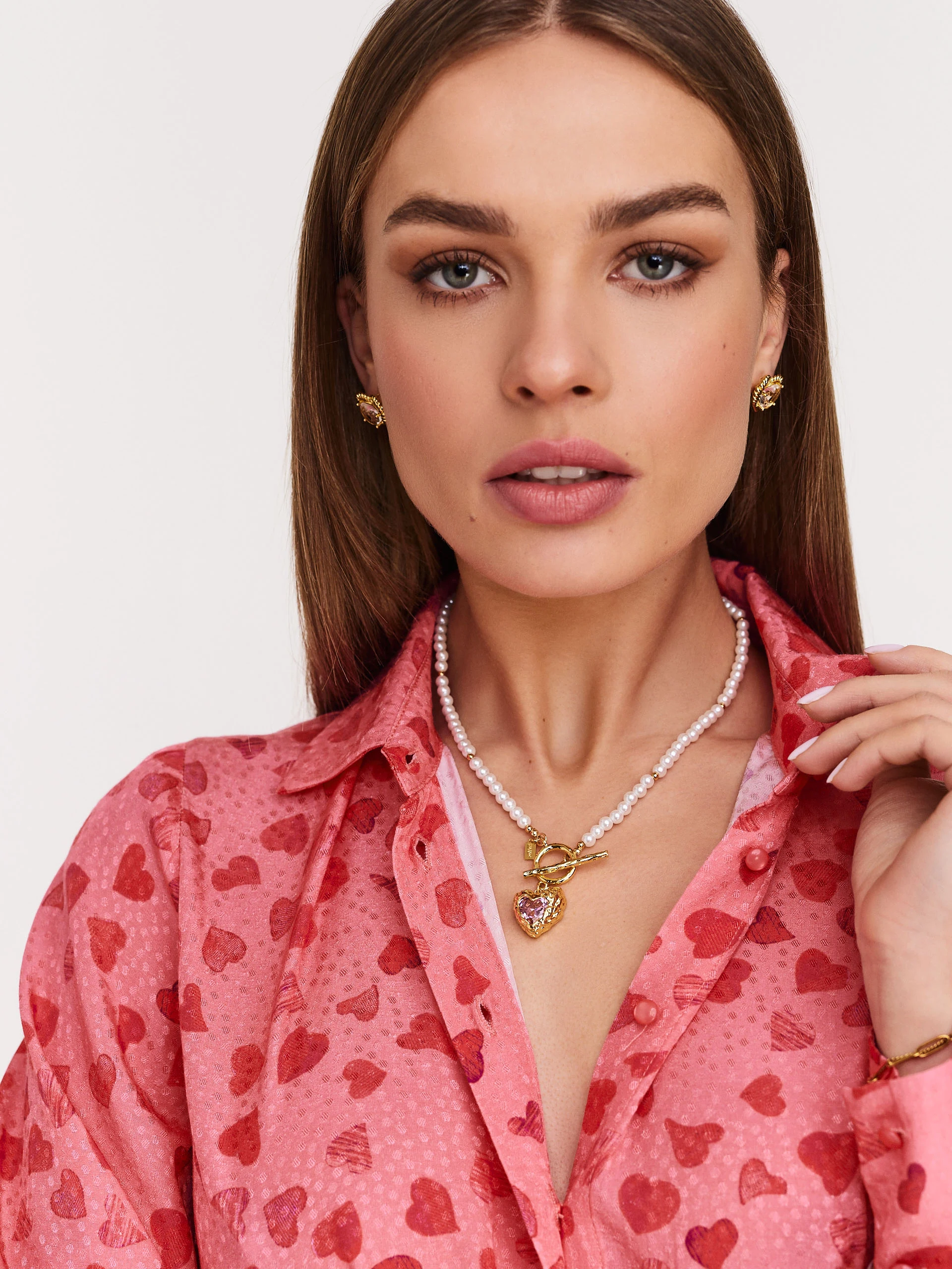 Airy pink dress with tiny hearts