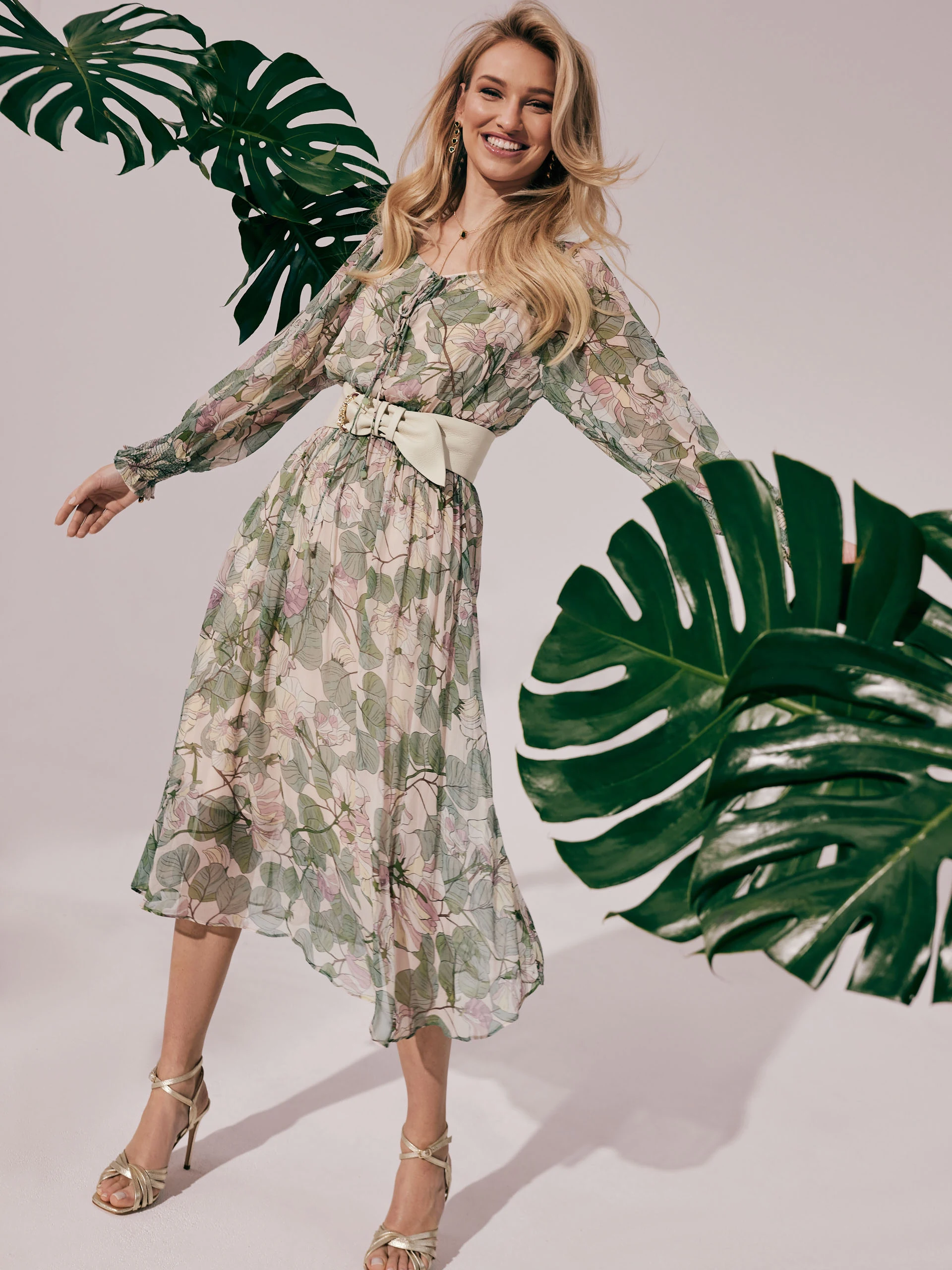 Transparent long floral dress