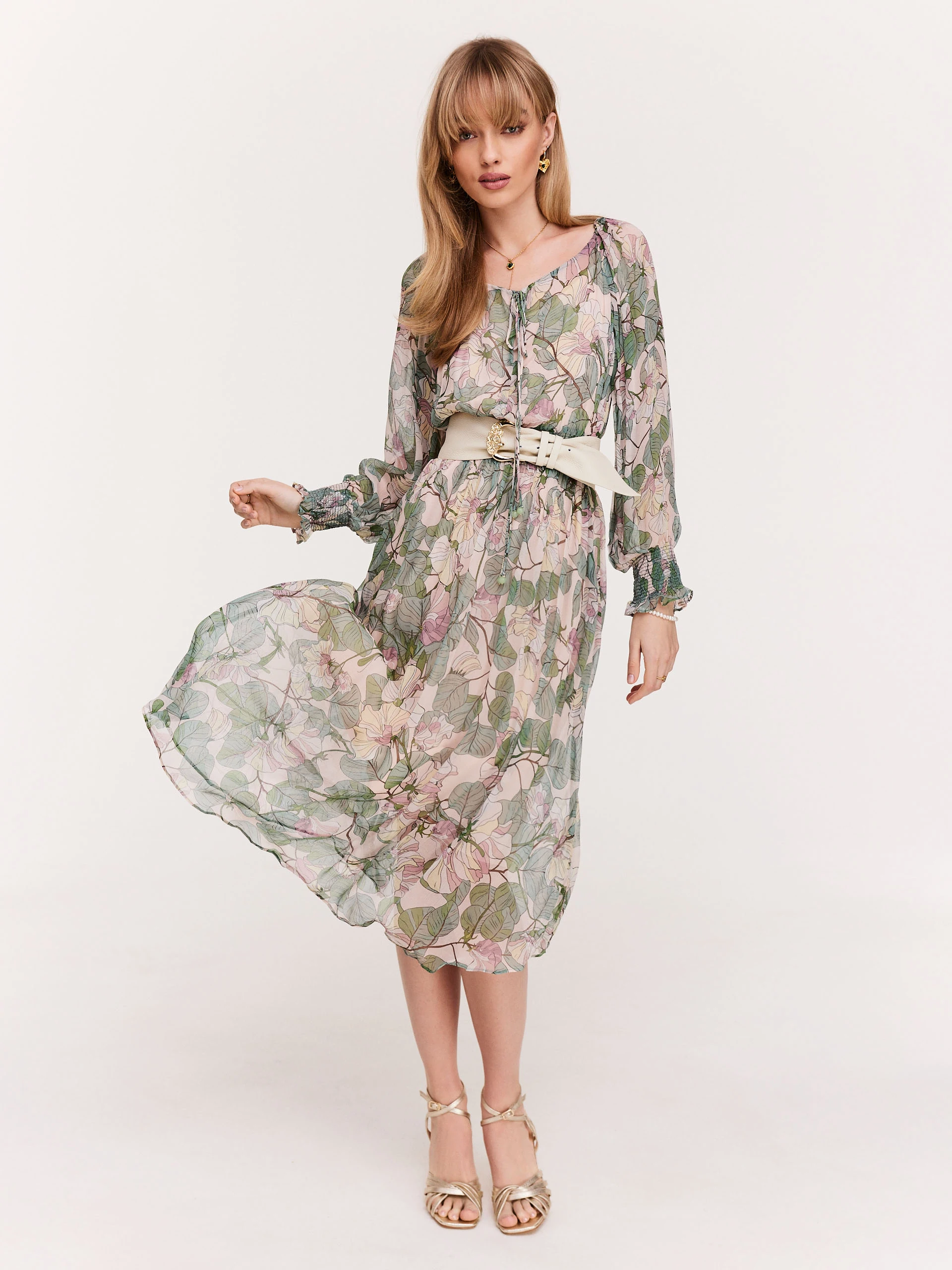 Transparent long floral dress