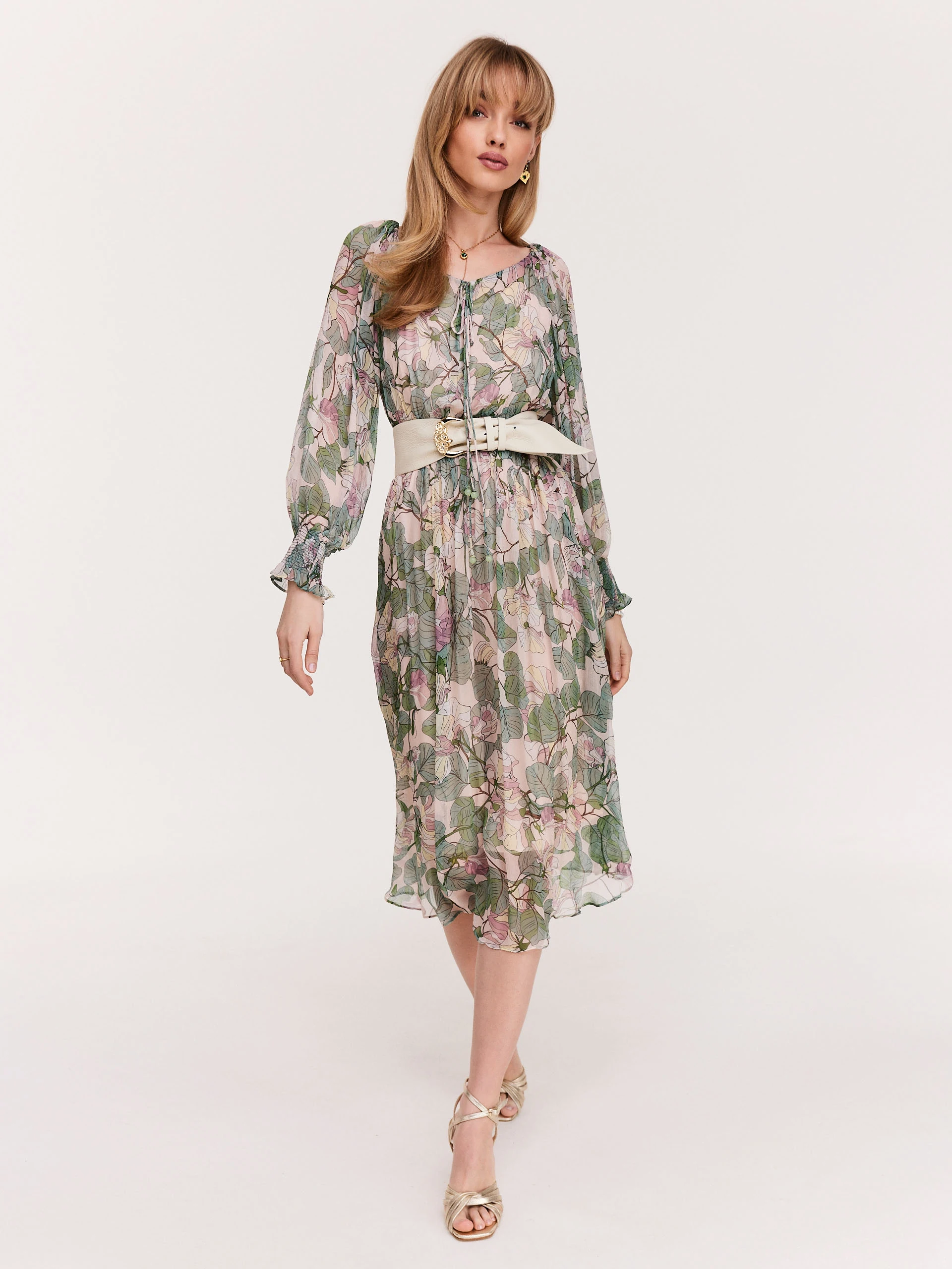 Transparent long floral dress