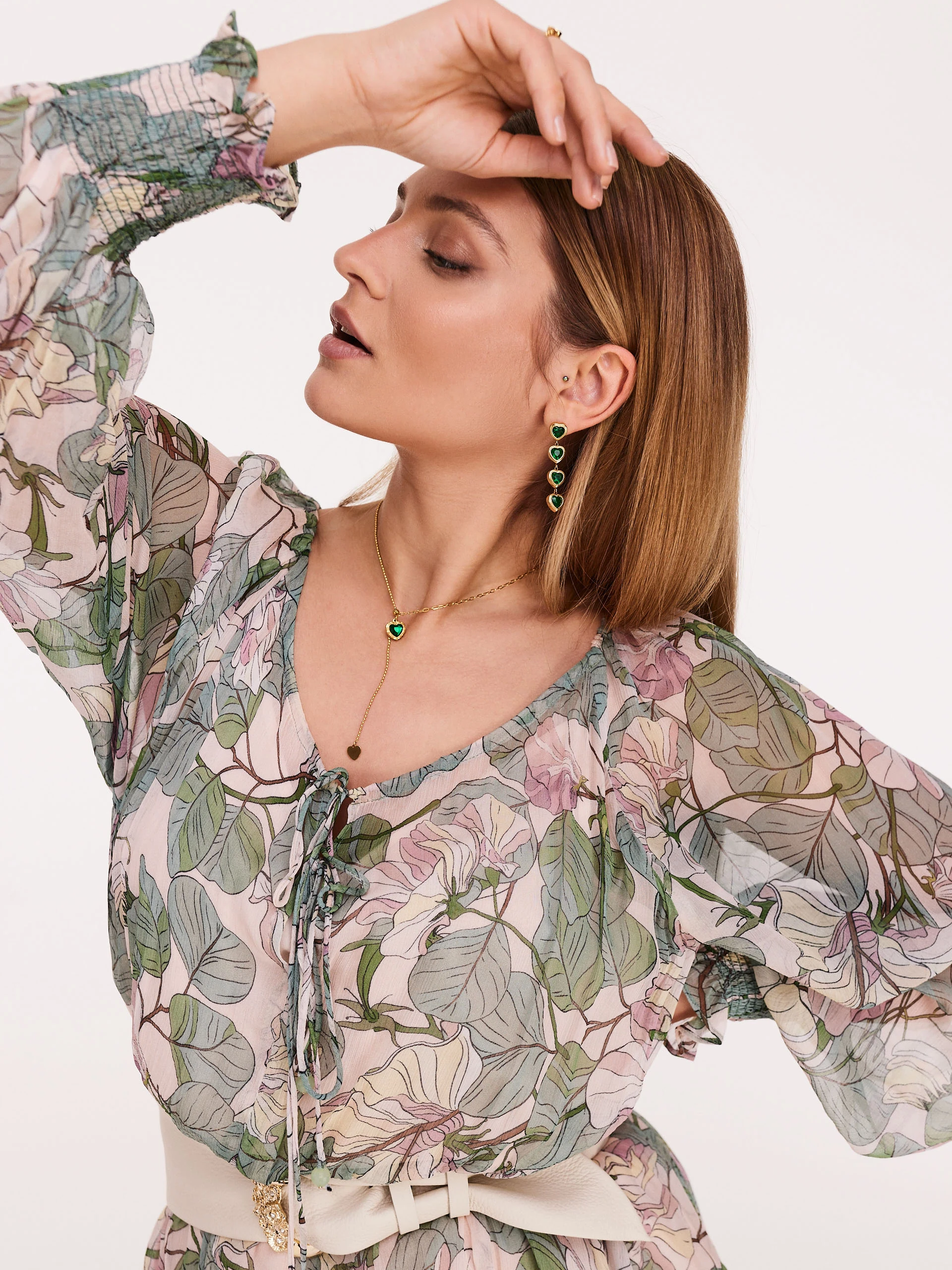 Transparent long floral dress