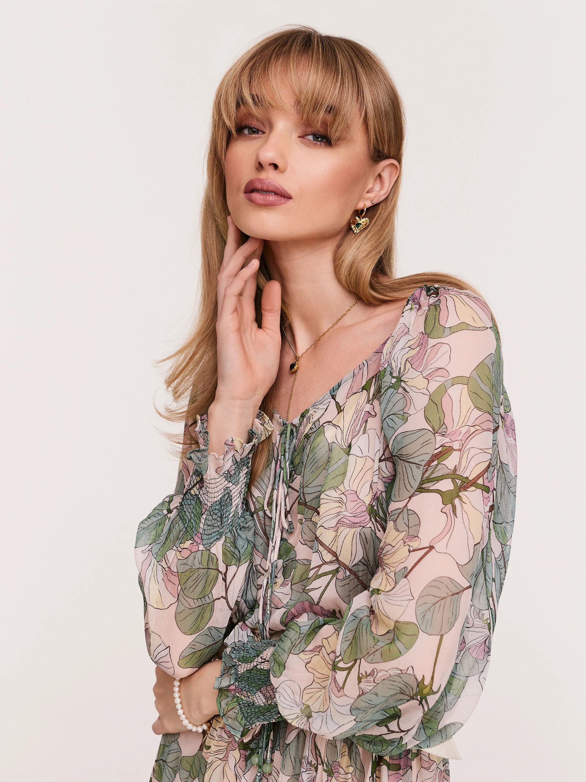 Transparent long floral dress
