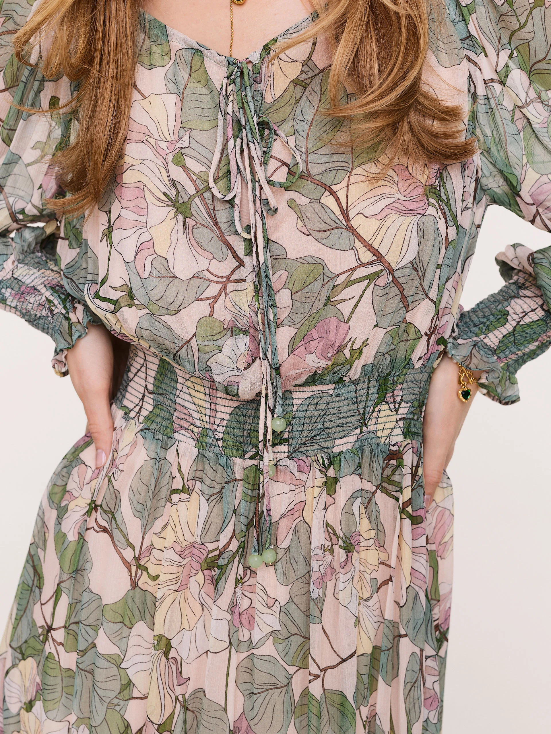 Transparent long floral dress