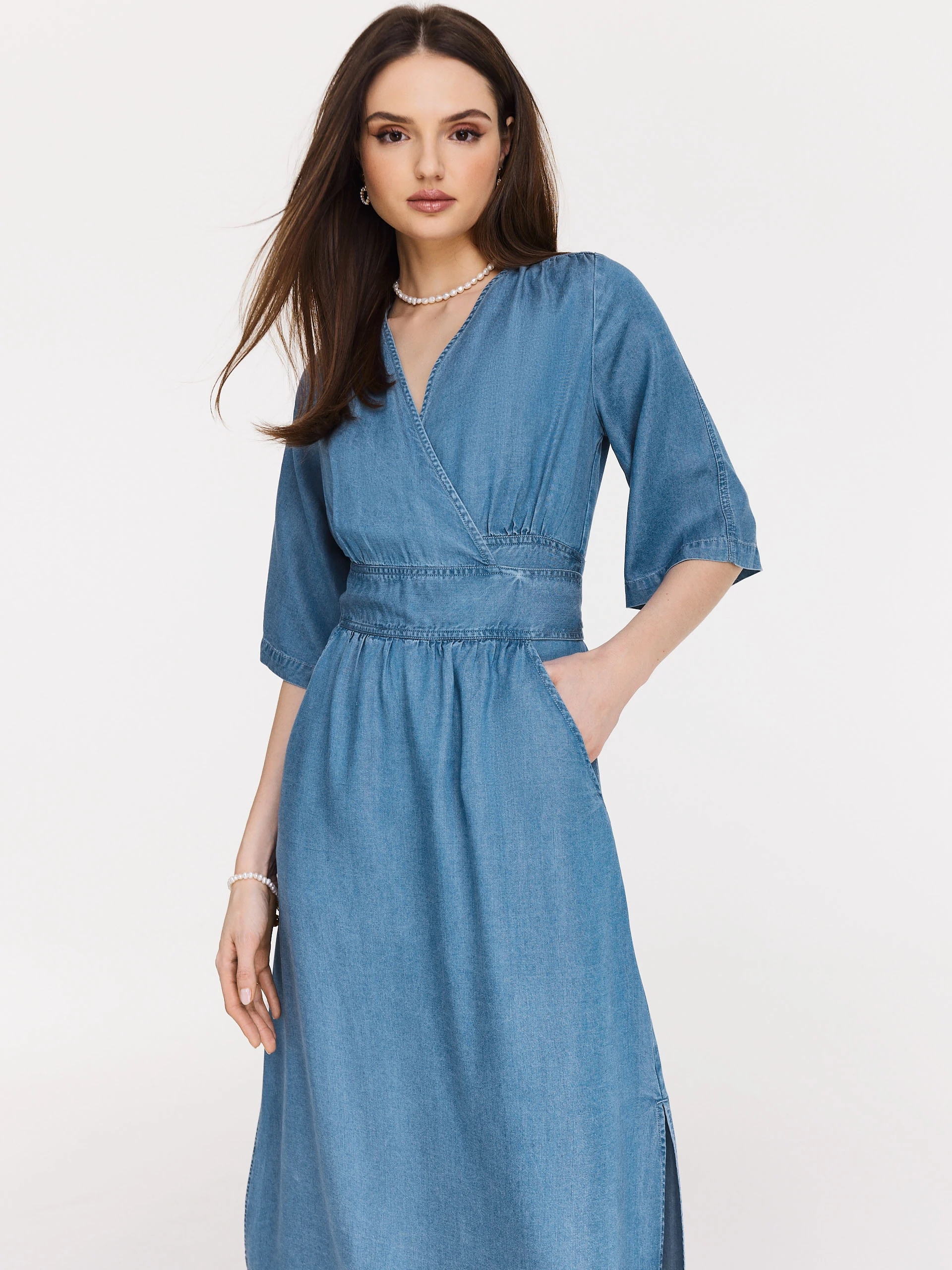 Blue lyocell midi dress