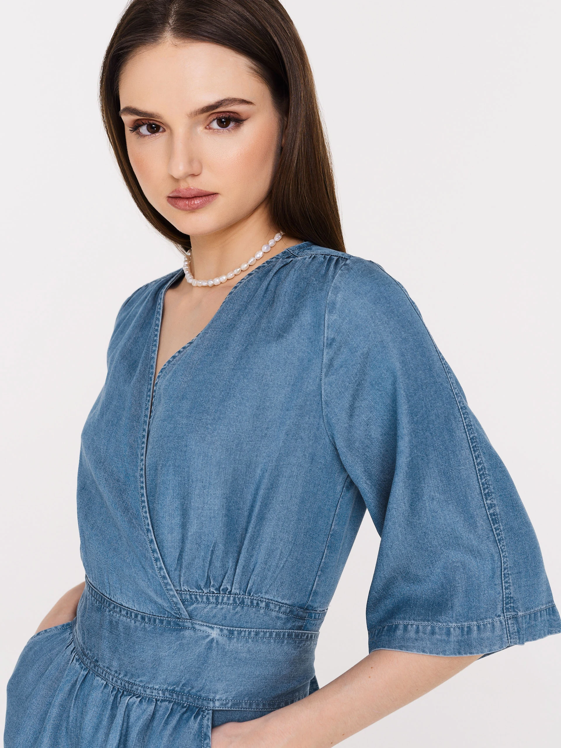 Blue lyocell midi dress