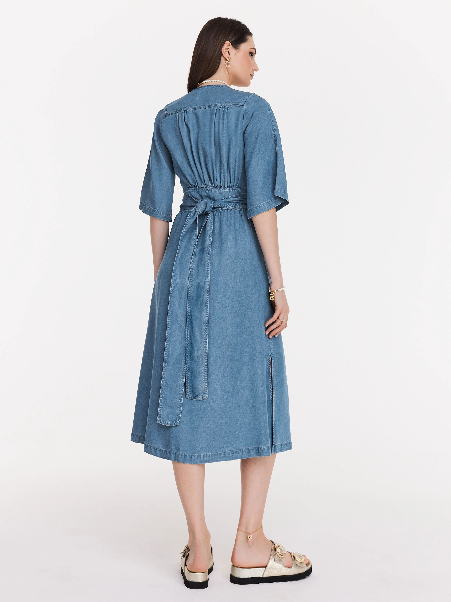 Blue lyocell midi dress