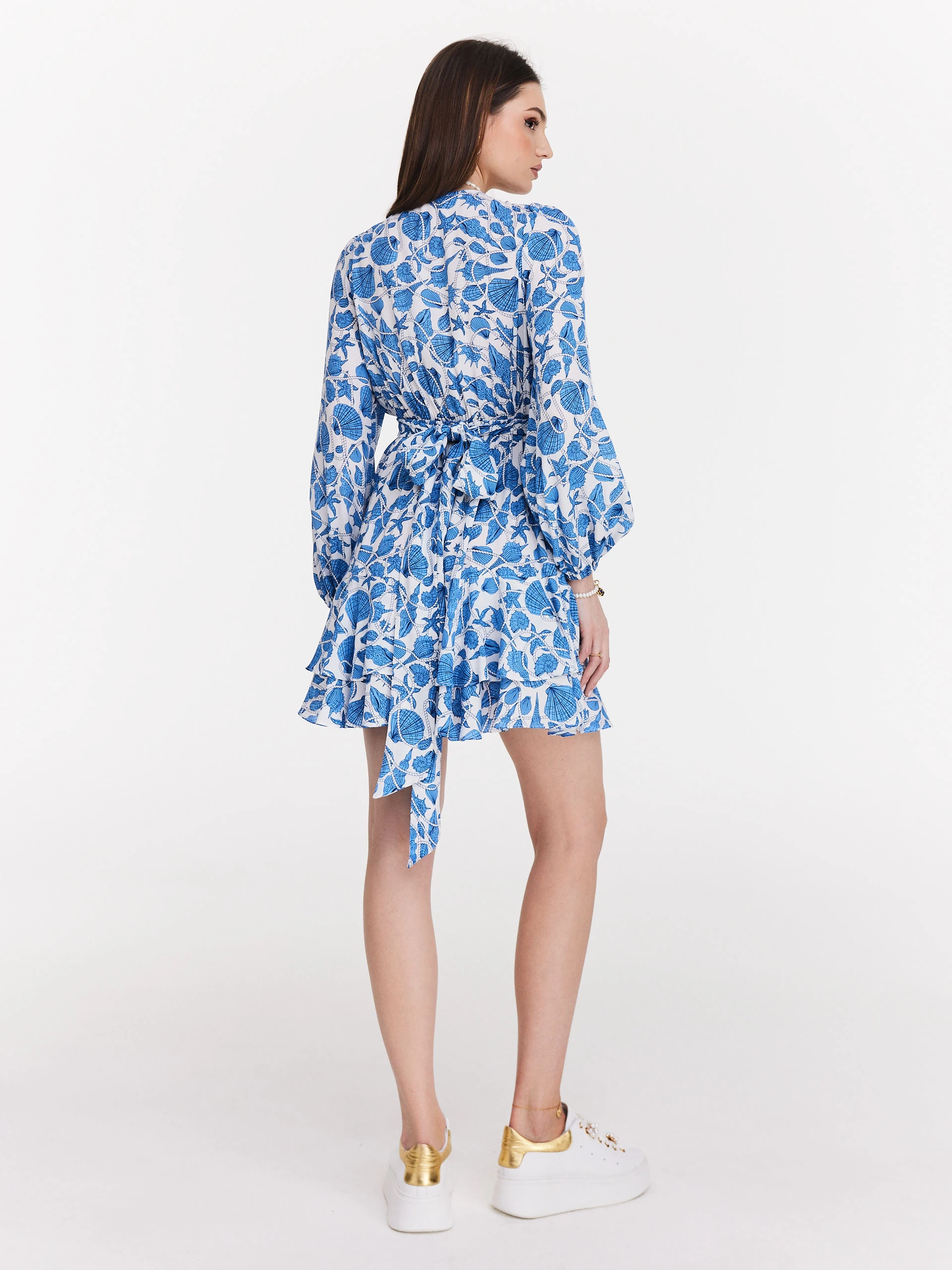 Long viscose dress with red pattern