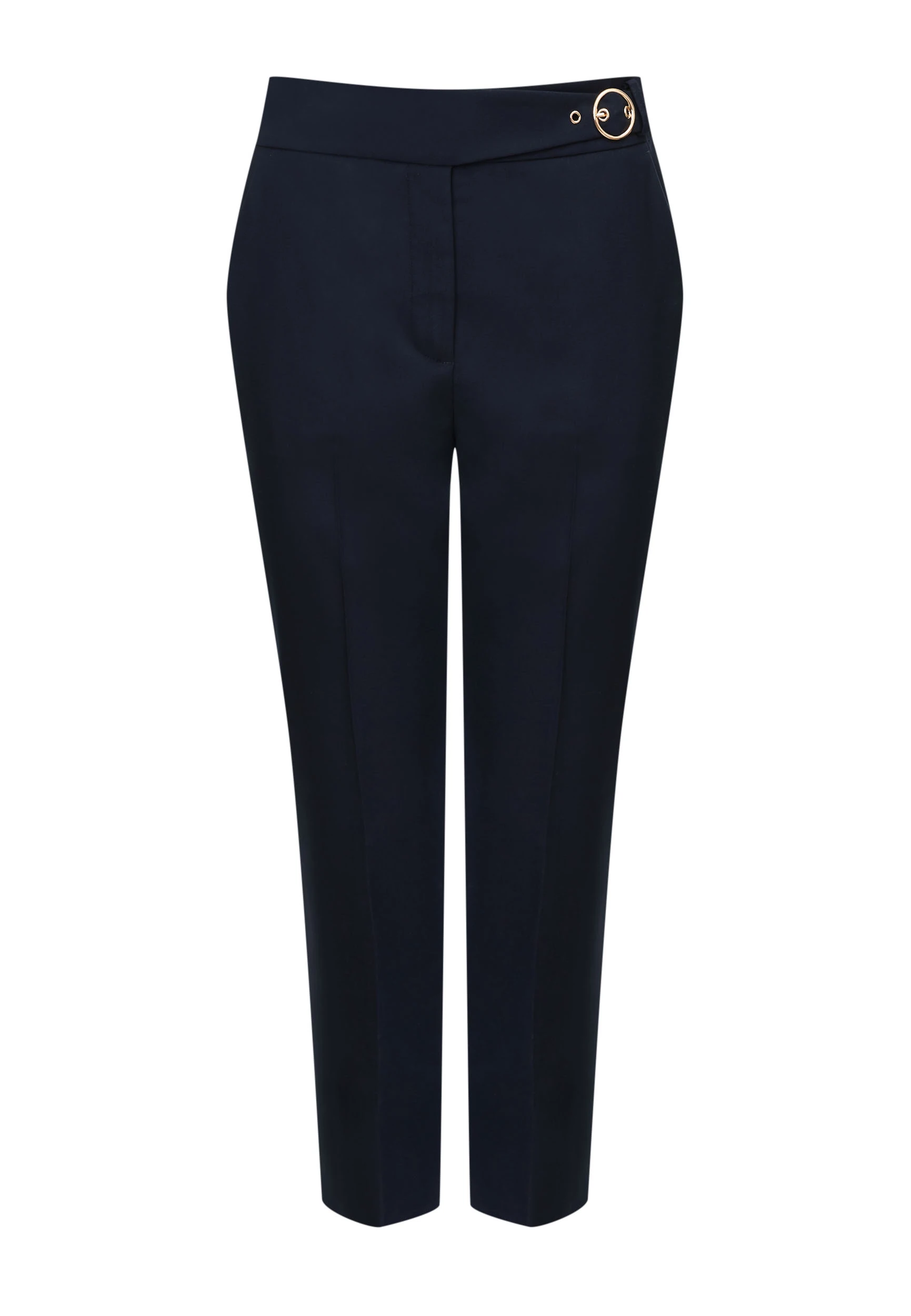 Navy blue women's high-waisted cigarette pants