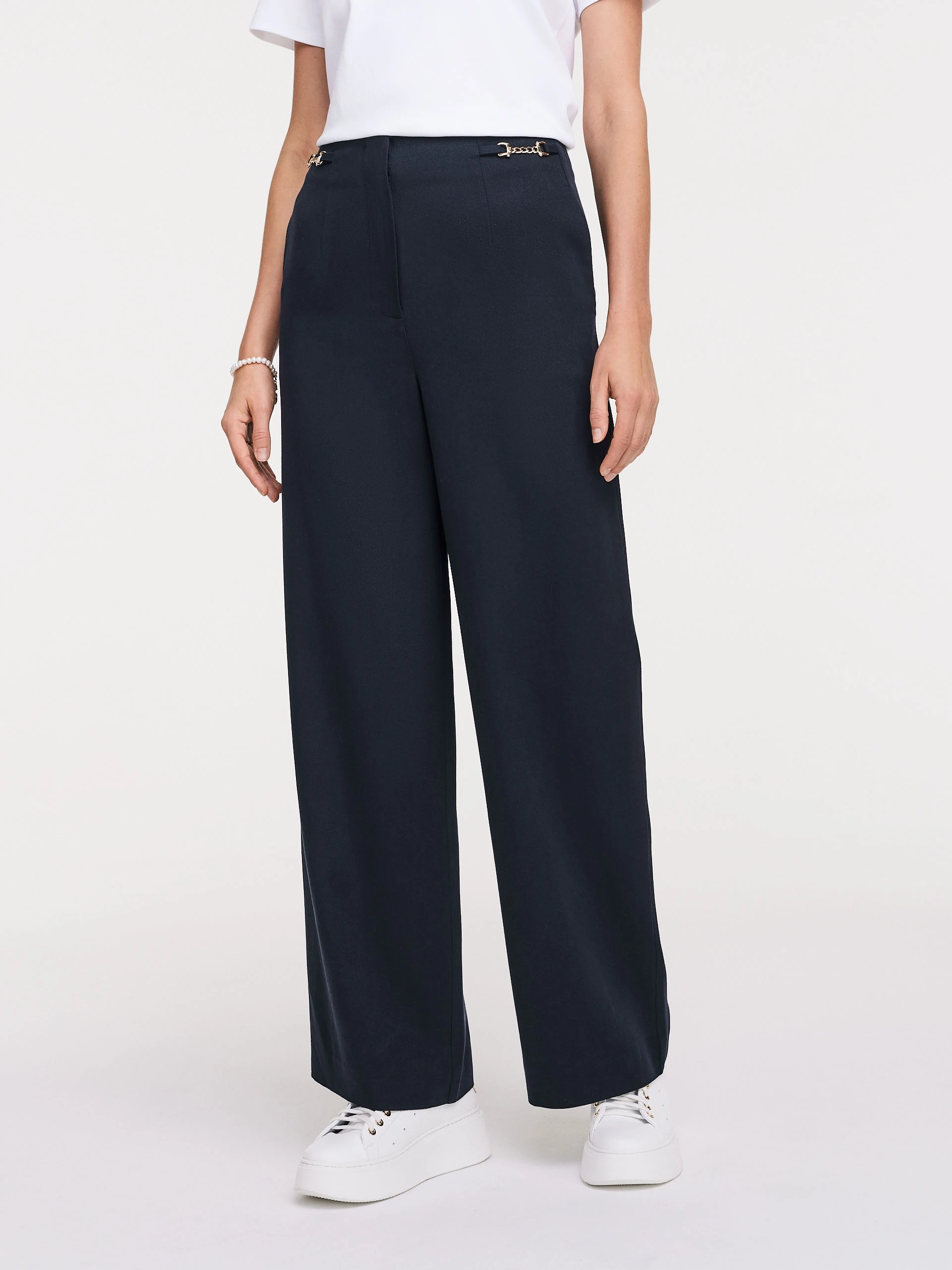 Navy blue high-waisted pants