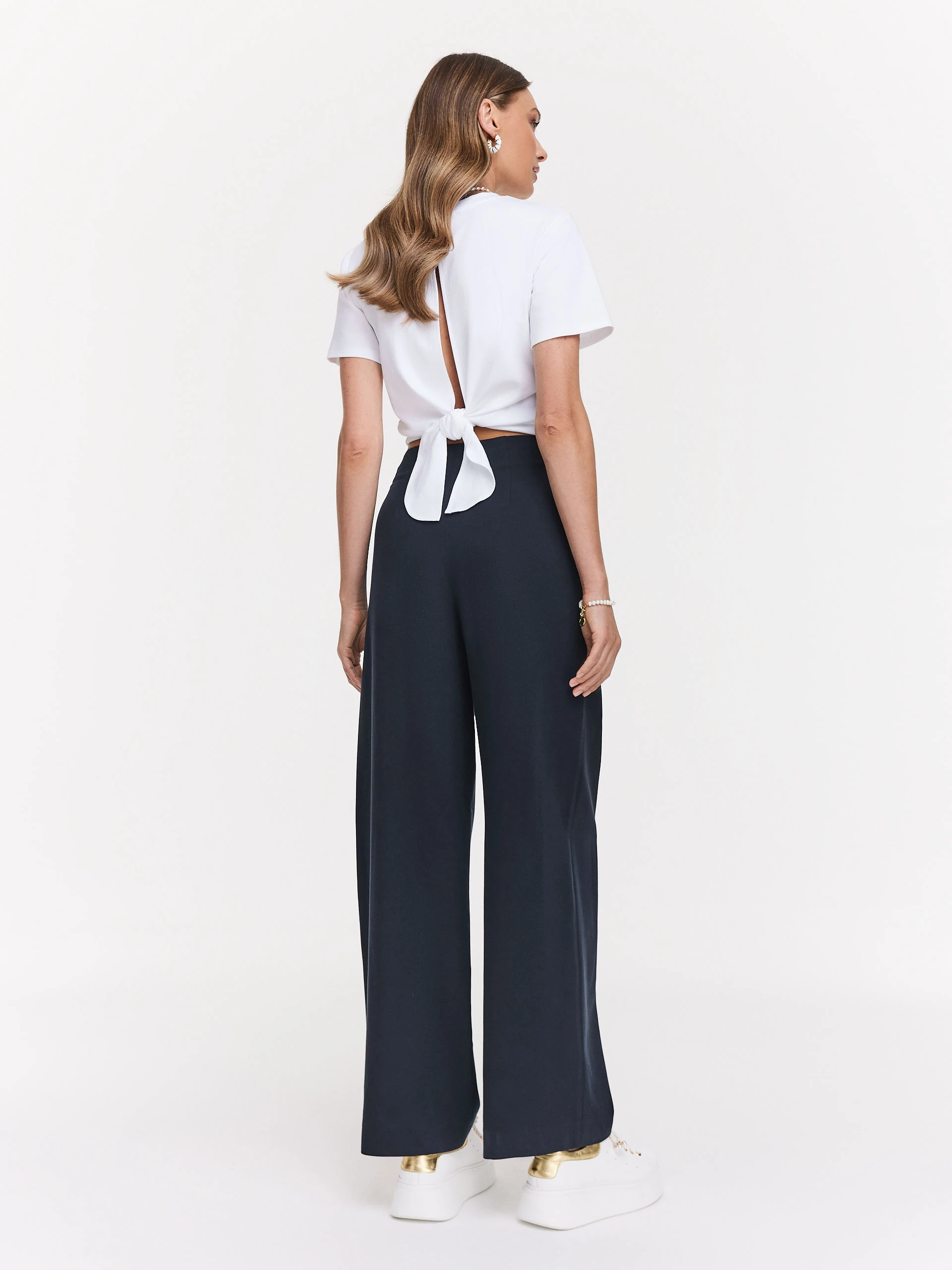 Navy blue high-waisted pants