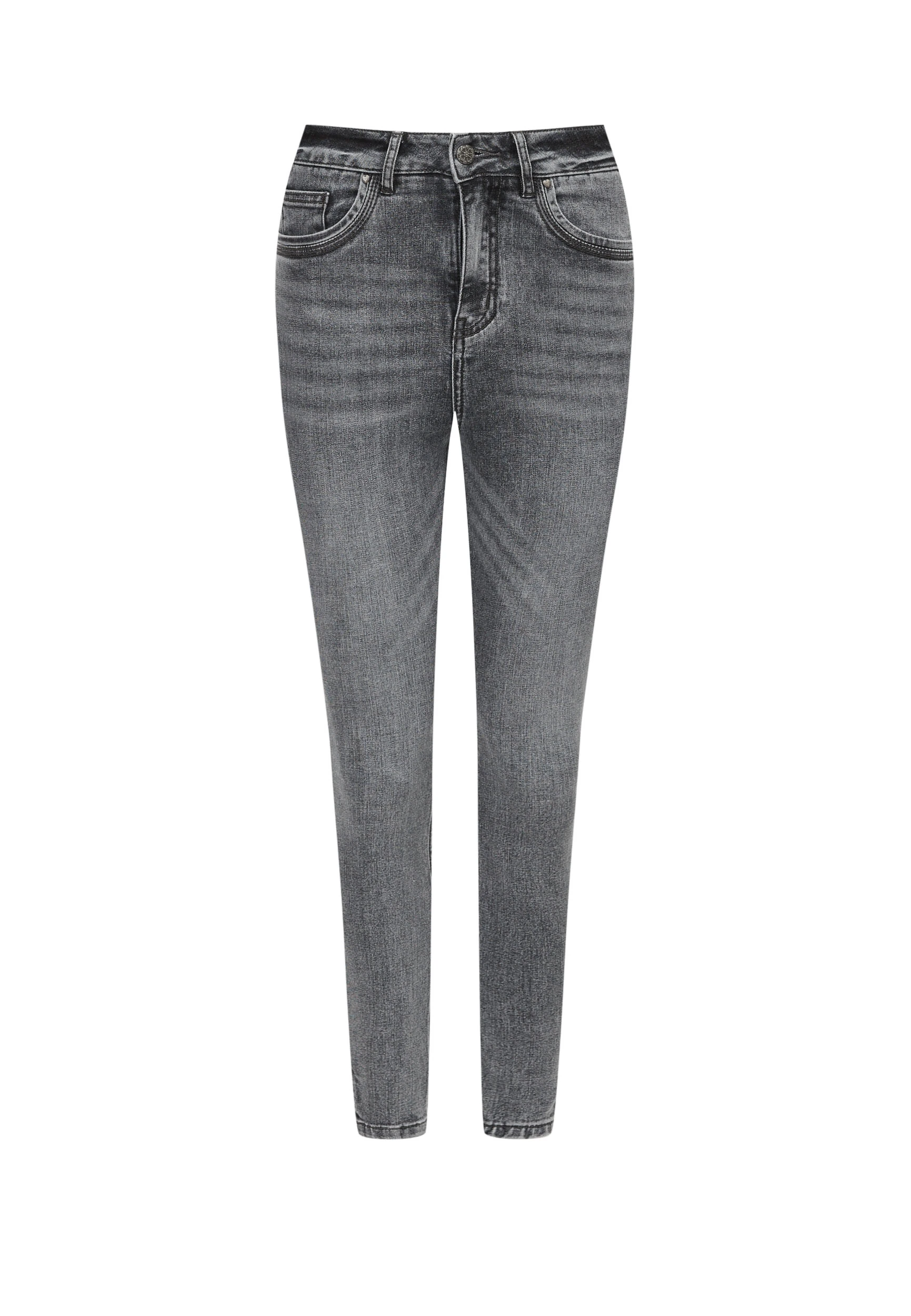 Light grey high-waisted tube jeans