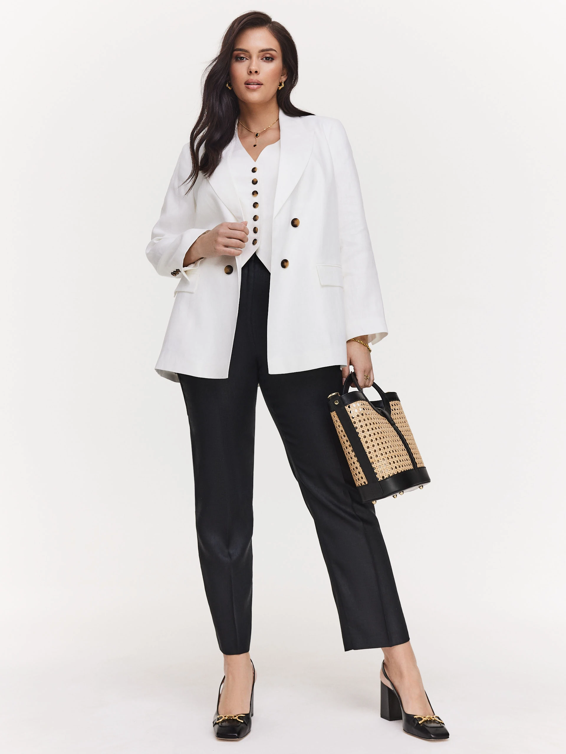 Black linen cigarette pants