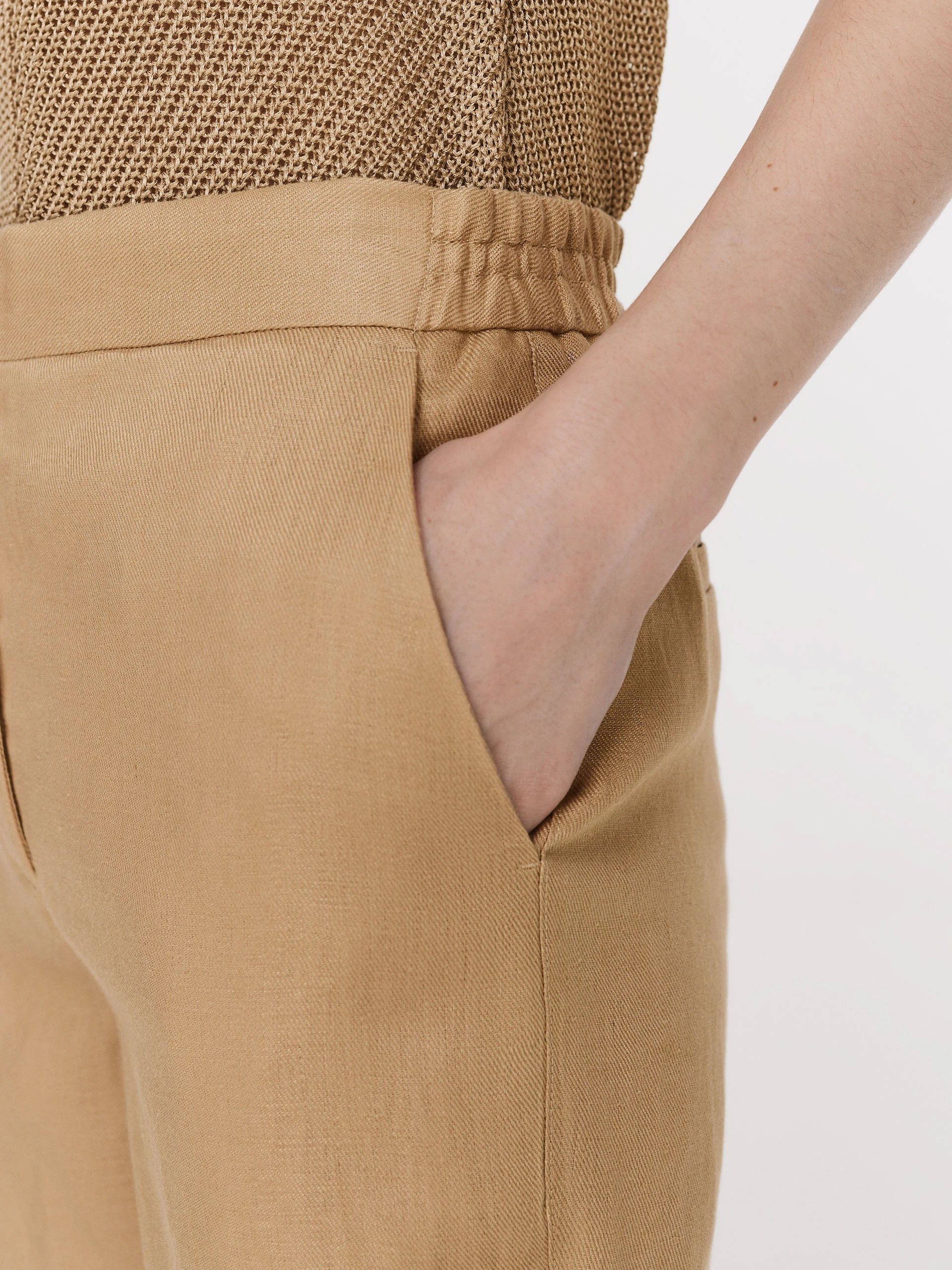 Beige linen pants -Taranko