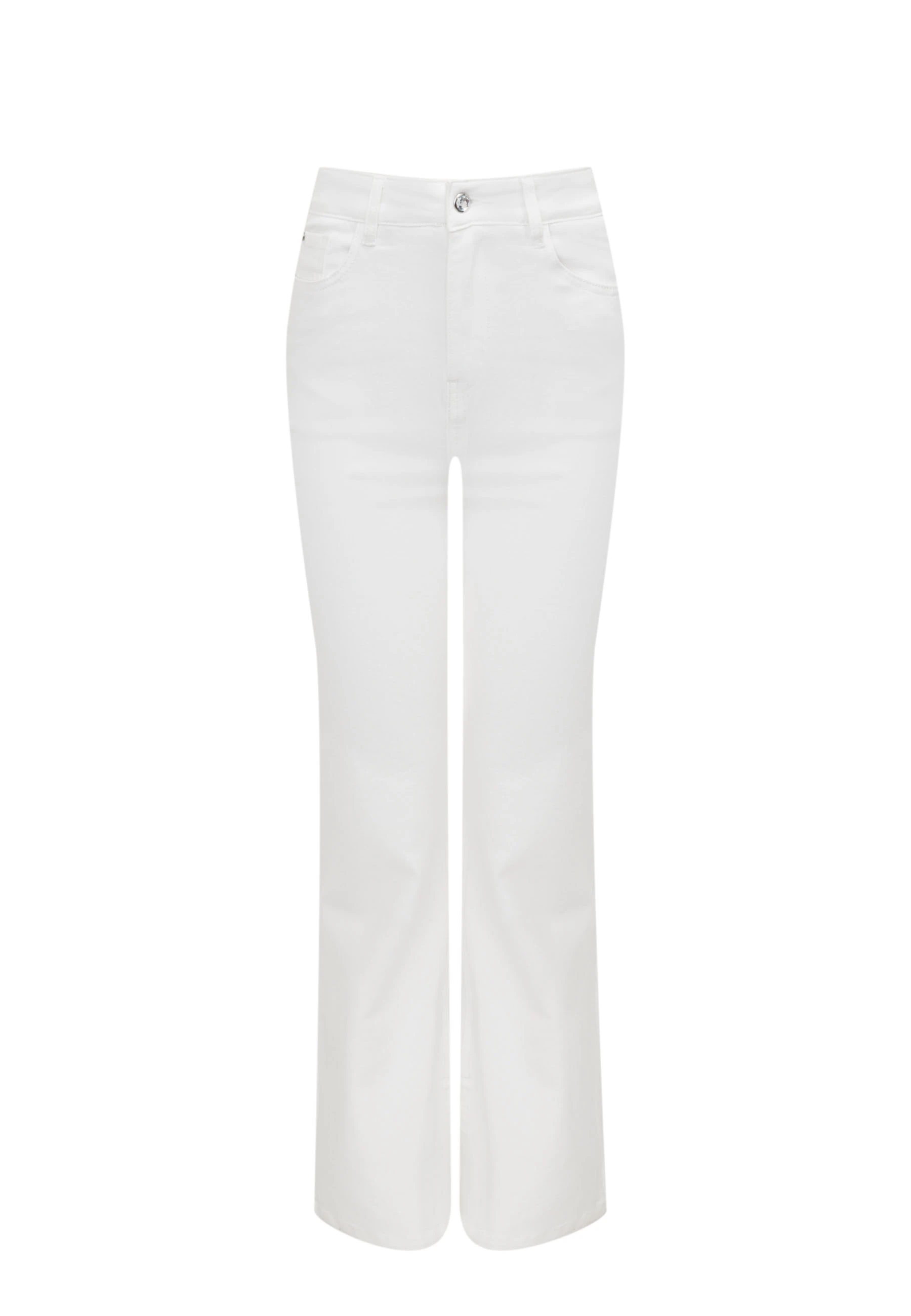 White cotton pants with flared legs