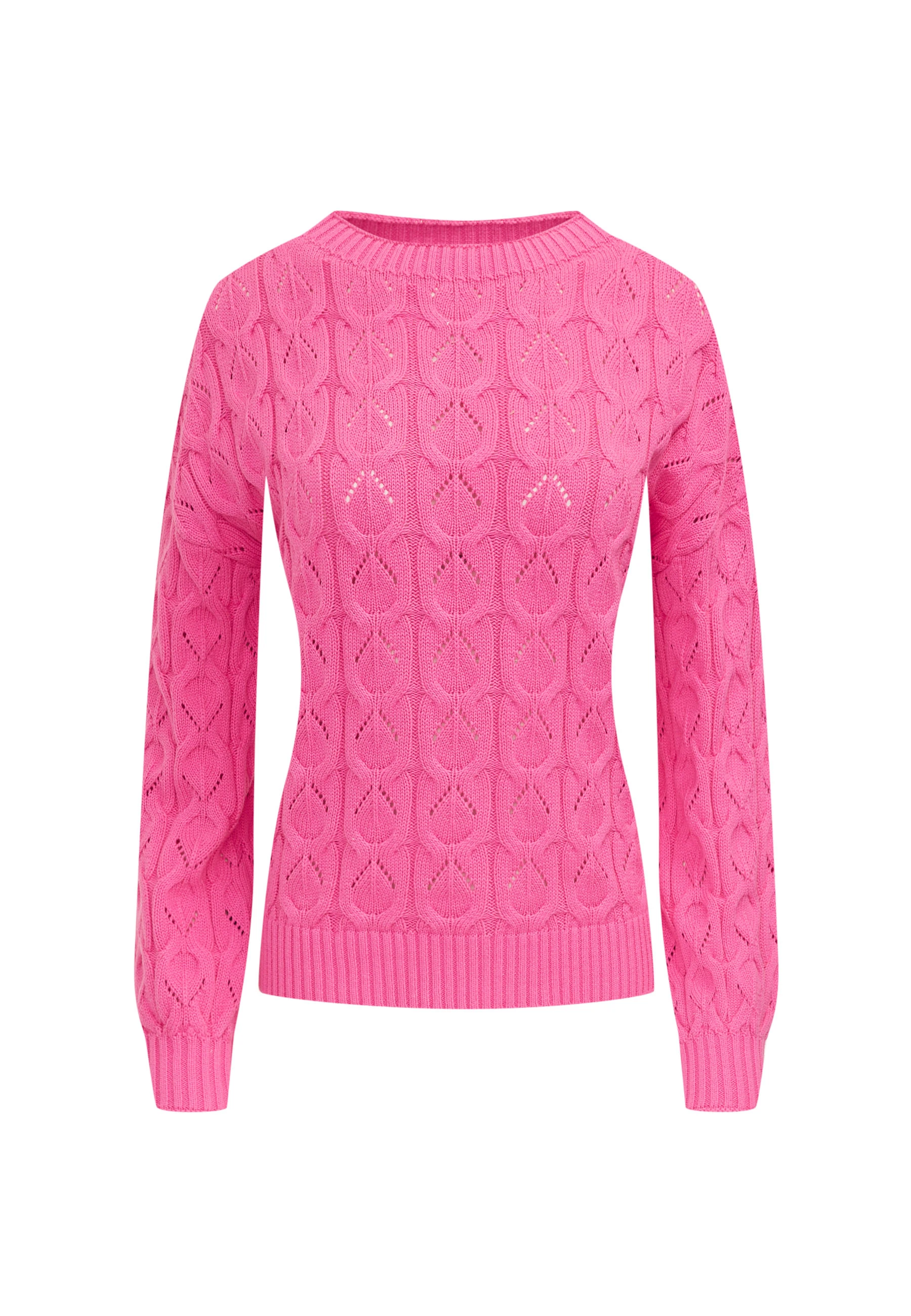Openwork cotton sweater in pink color
