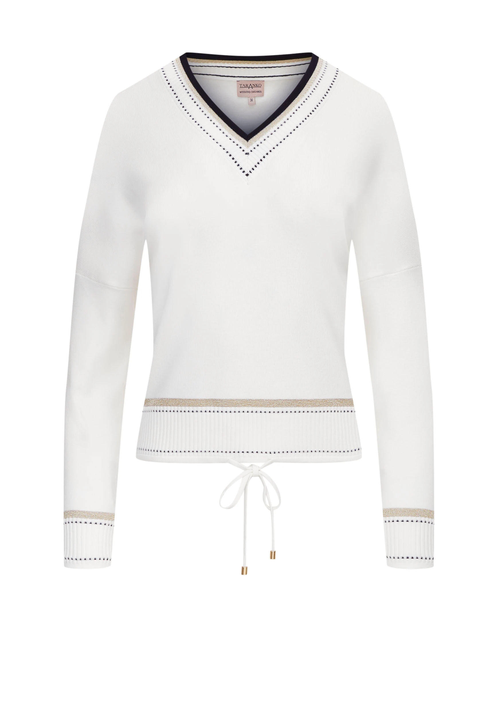 Cream sweater with V neckline