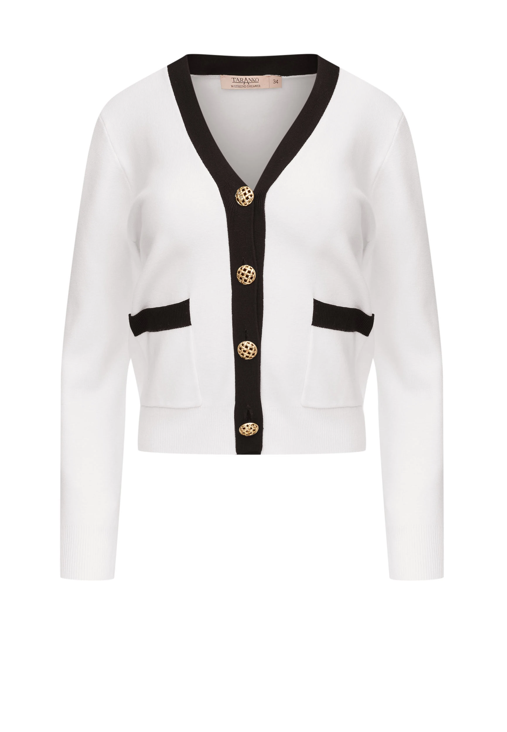 Short cream cardigan with decorative buttons