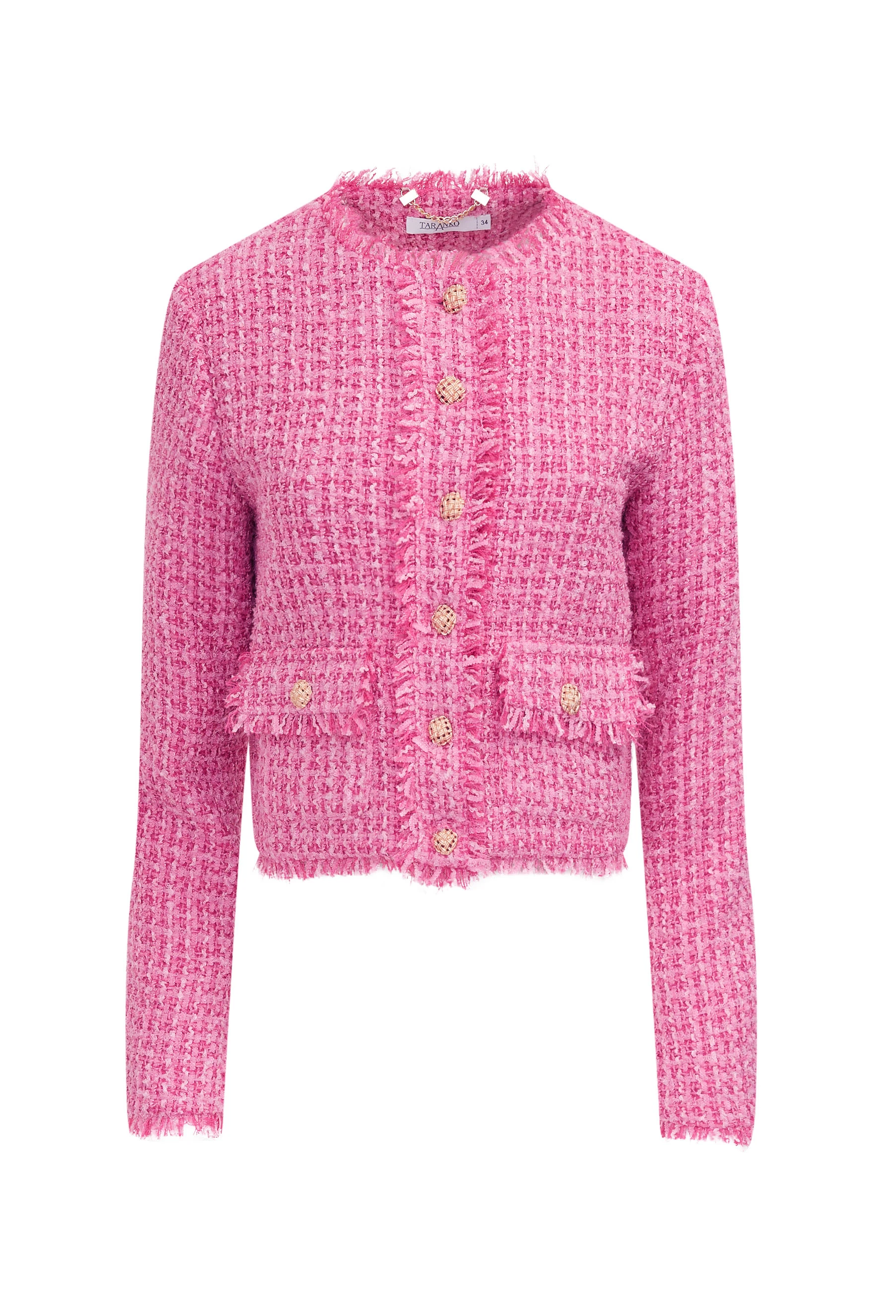 Pink boxy tweed jacket