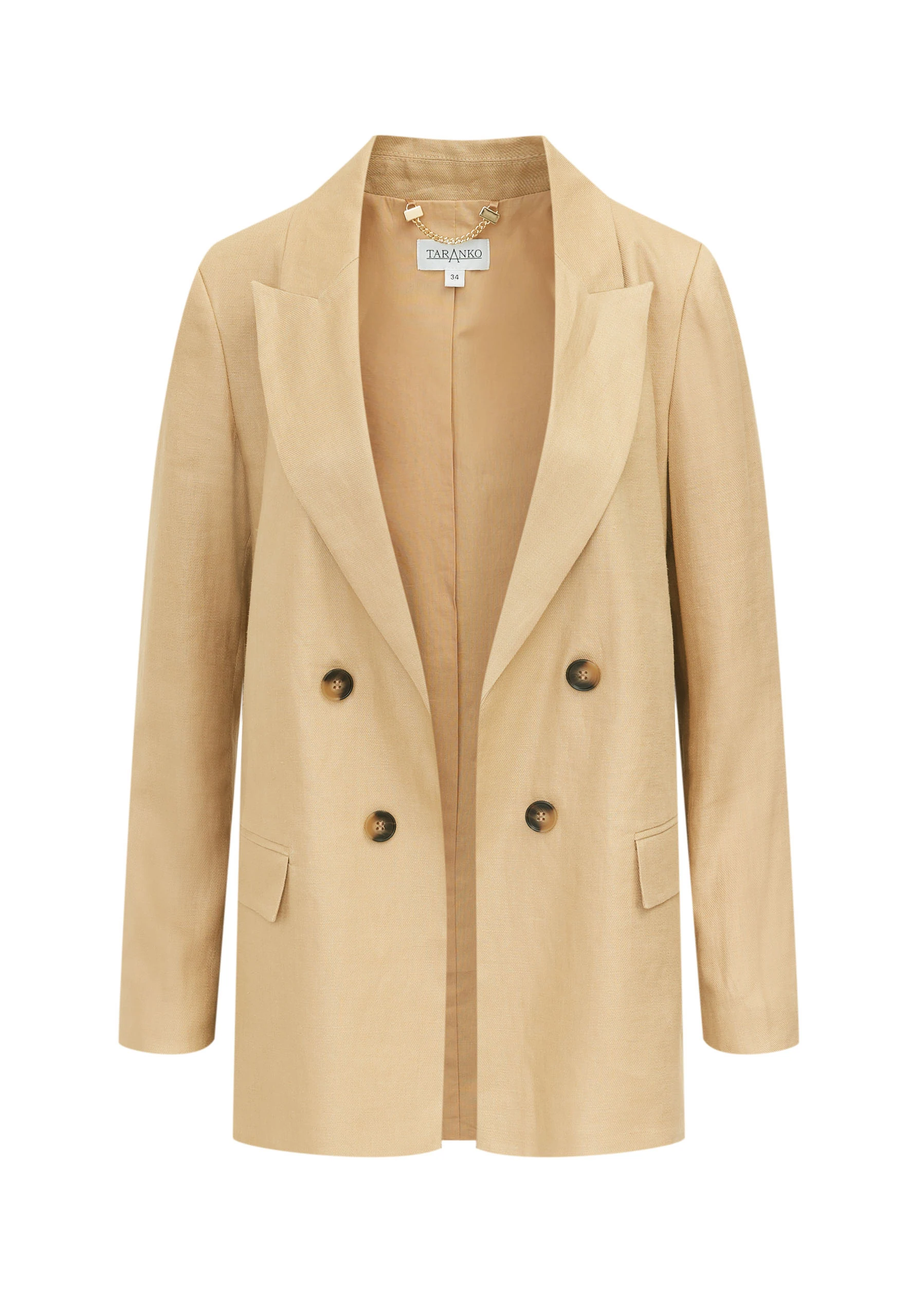 Caramel double-breasted linen jacket