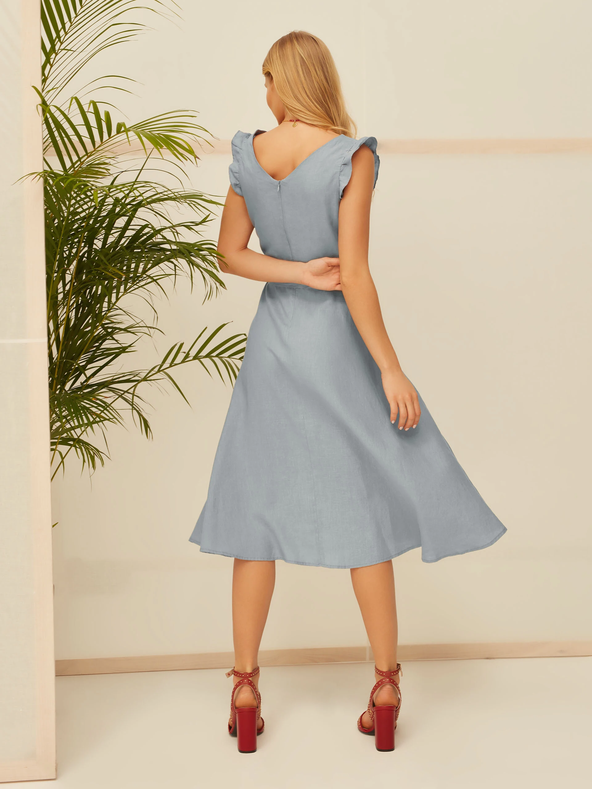 LINEN FLARED DRESS