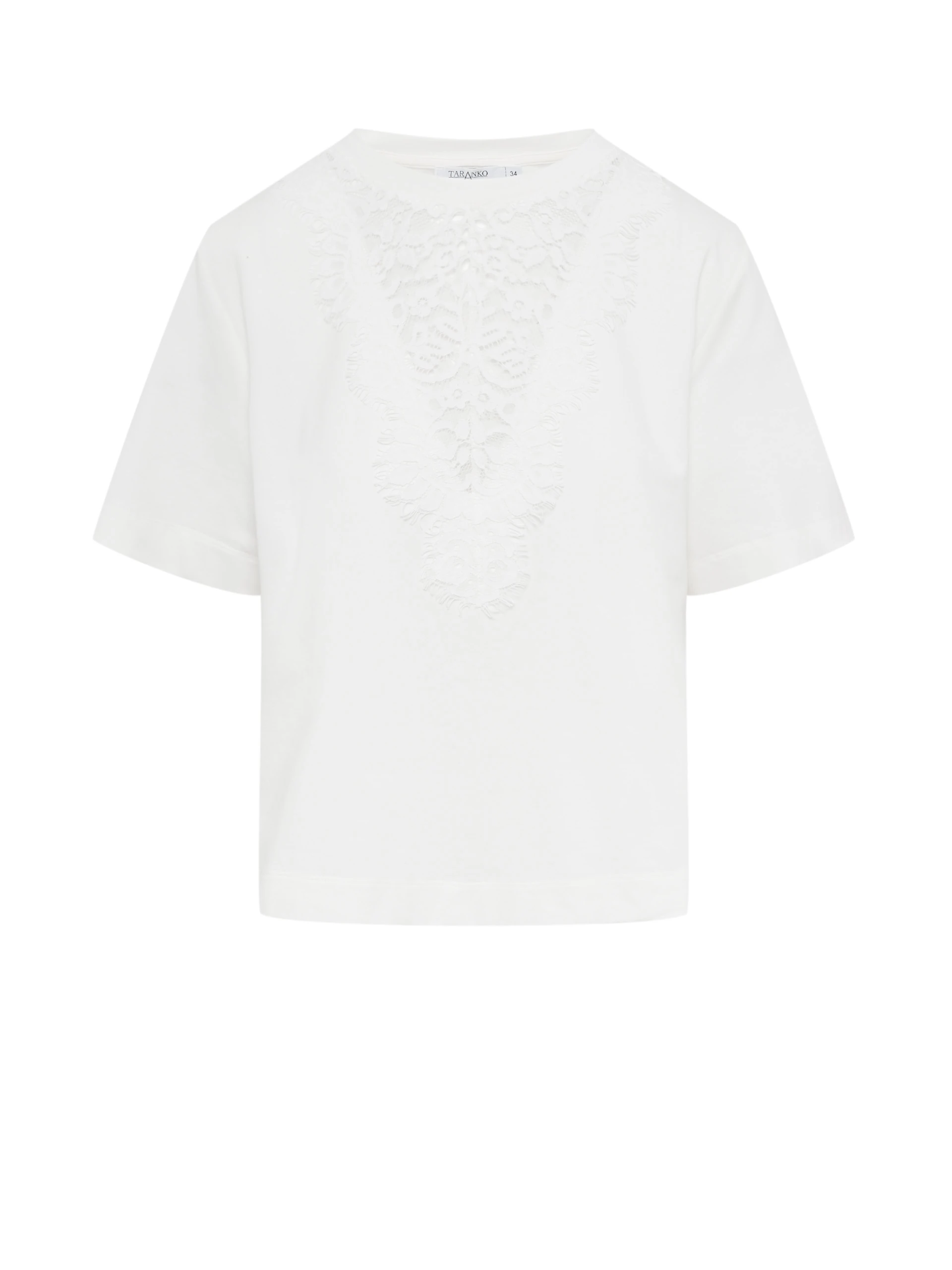 White cotton blouse with lace insert
