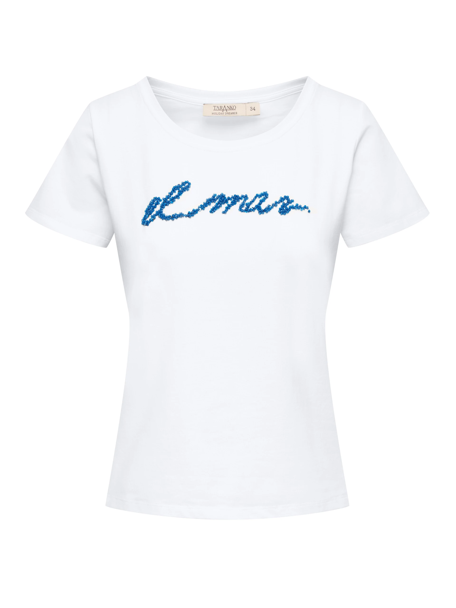 White round neck blouse with sequin appliqué