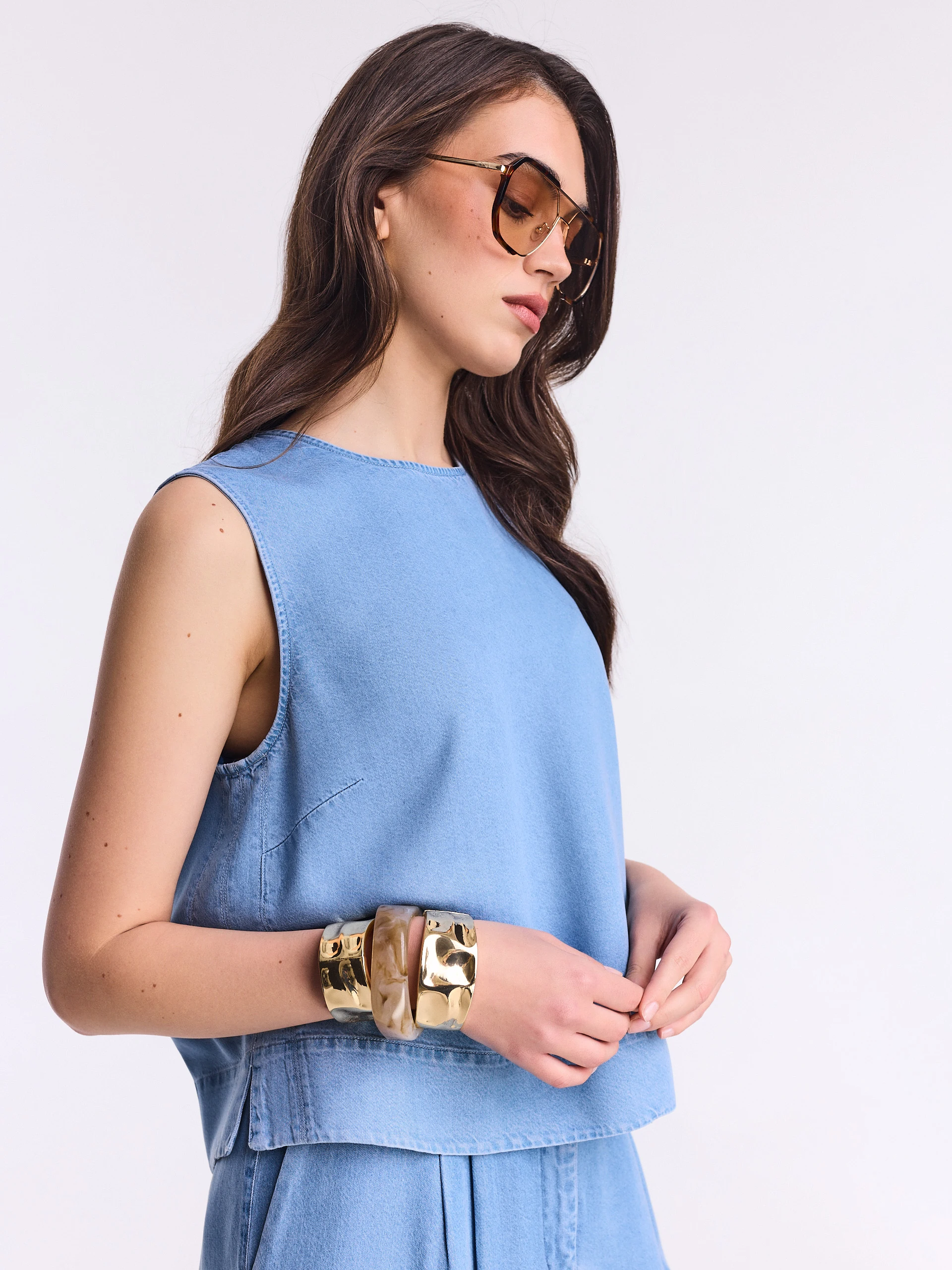 Loose denim blouse