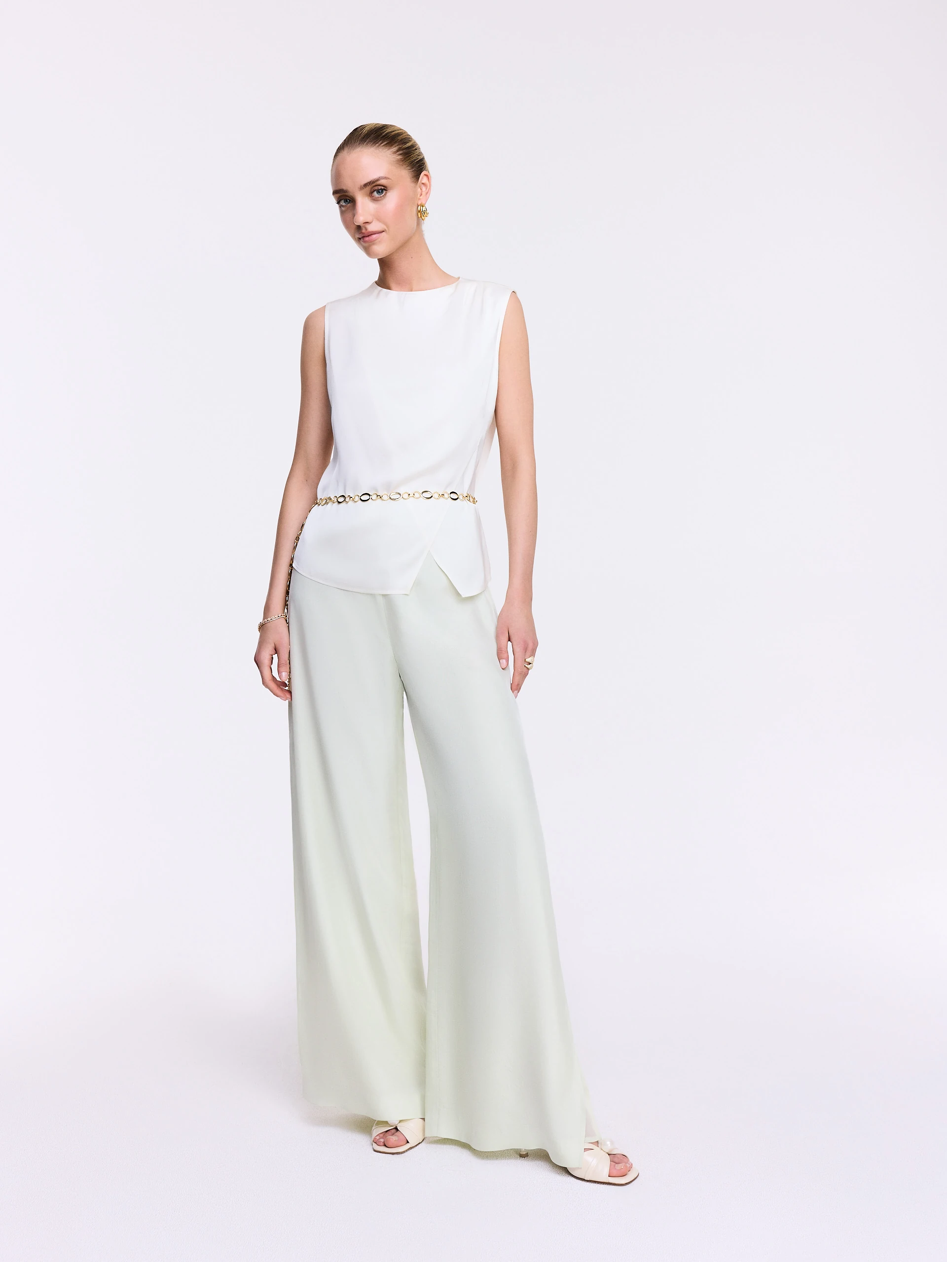 Asymmetrical sleeveless blouse