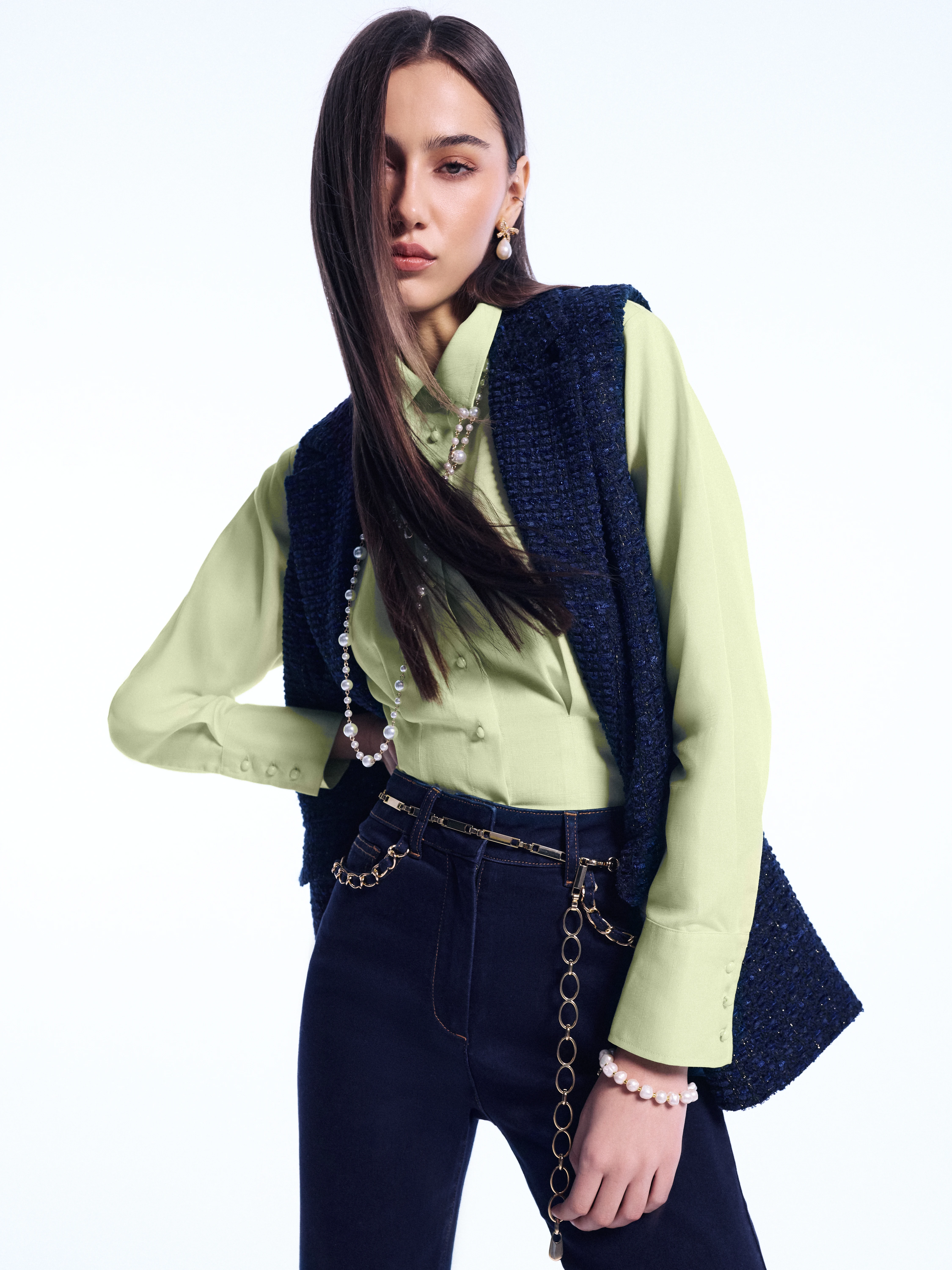 Navy blue tweed vest