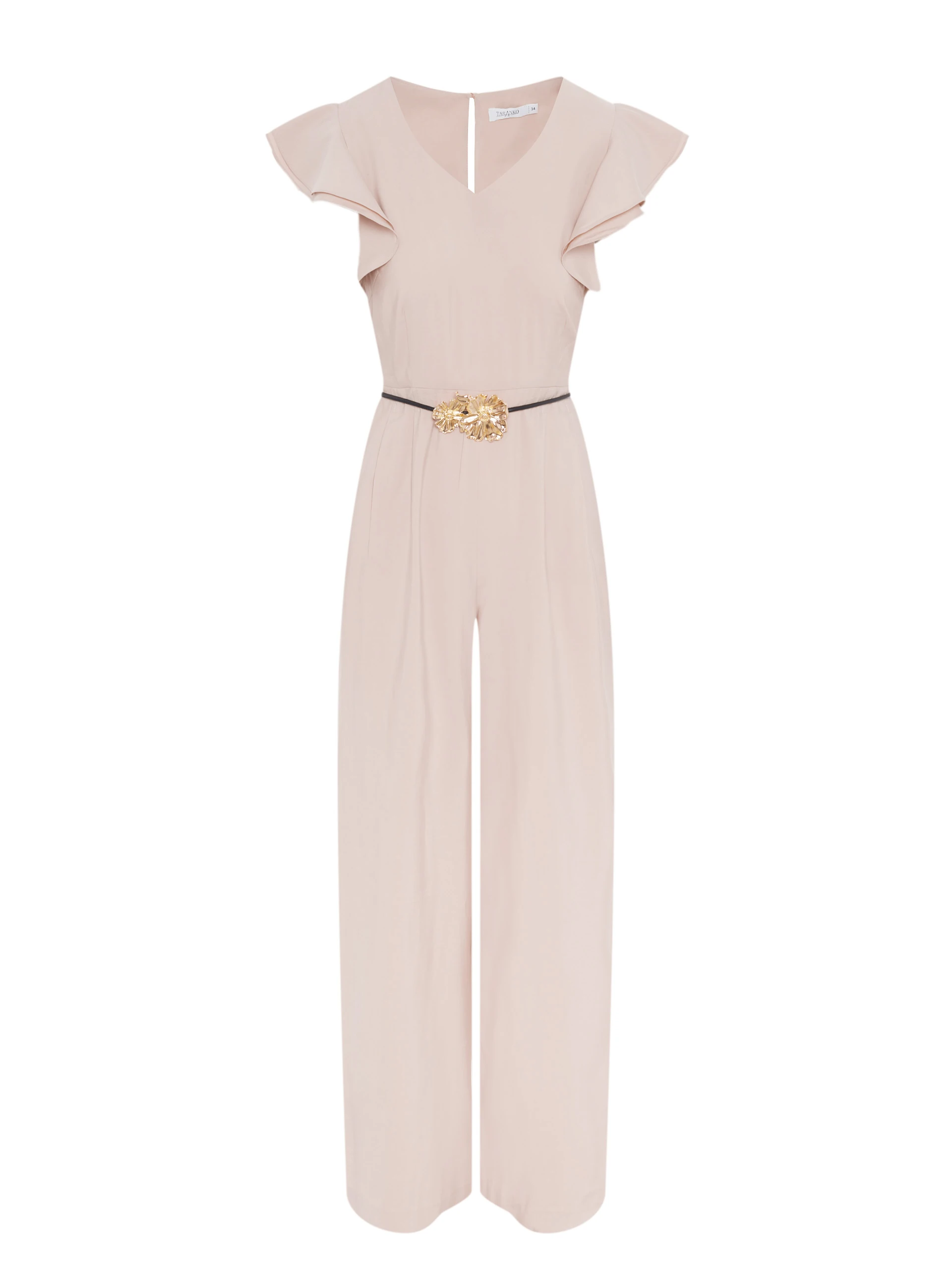 Beige elegant jumpsuit with straight legs