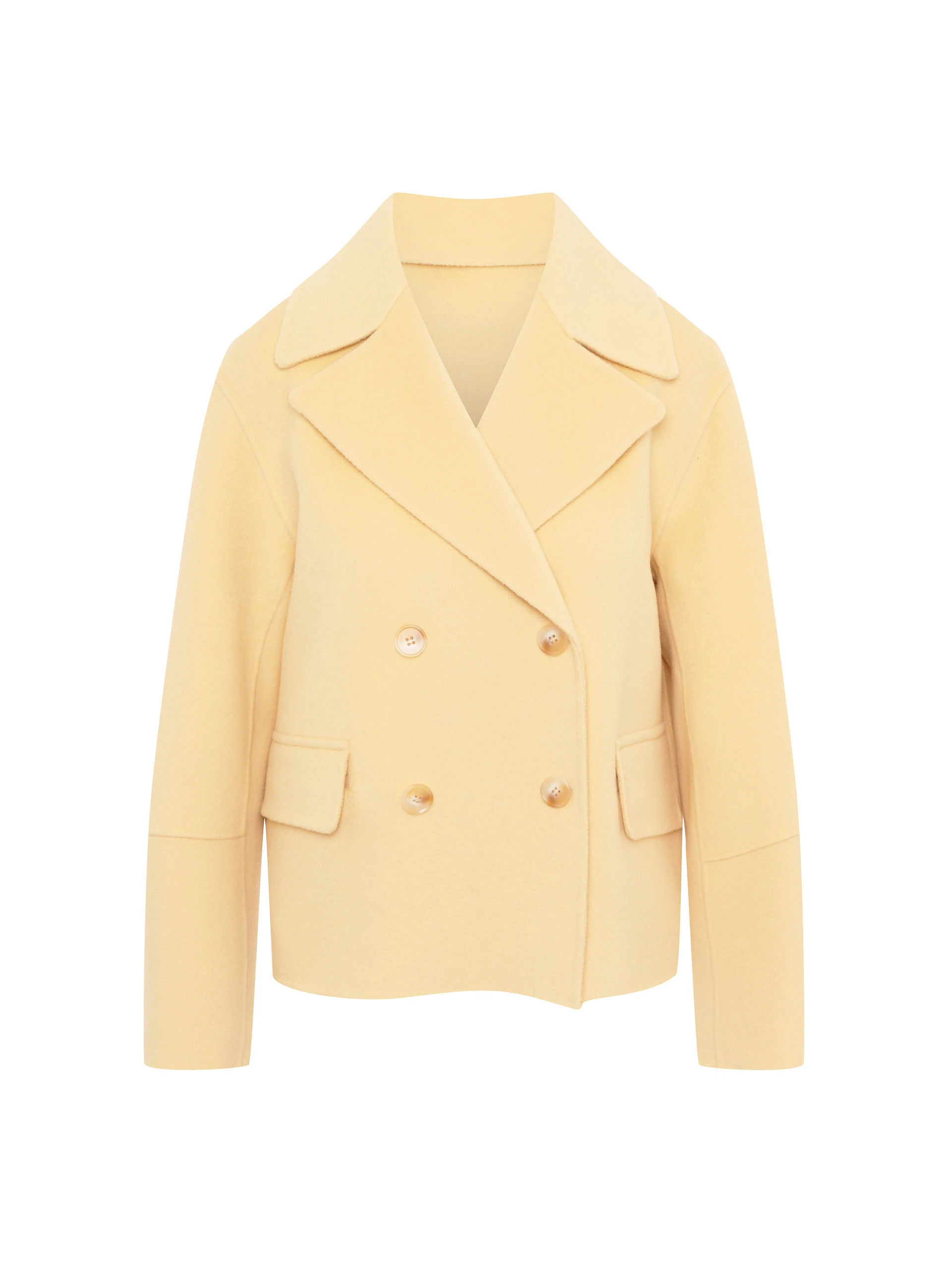 Wełniana dwurzędowa kurtka w kolorze butter yellow