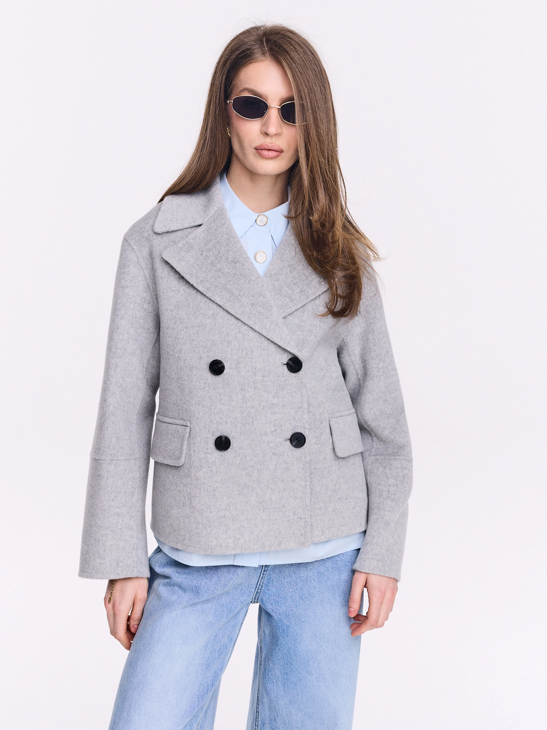Double-breasted gray wool  jacket