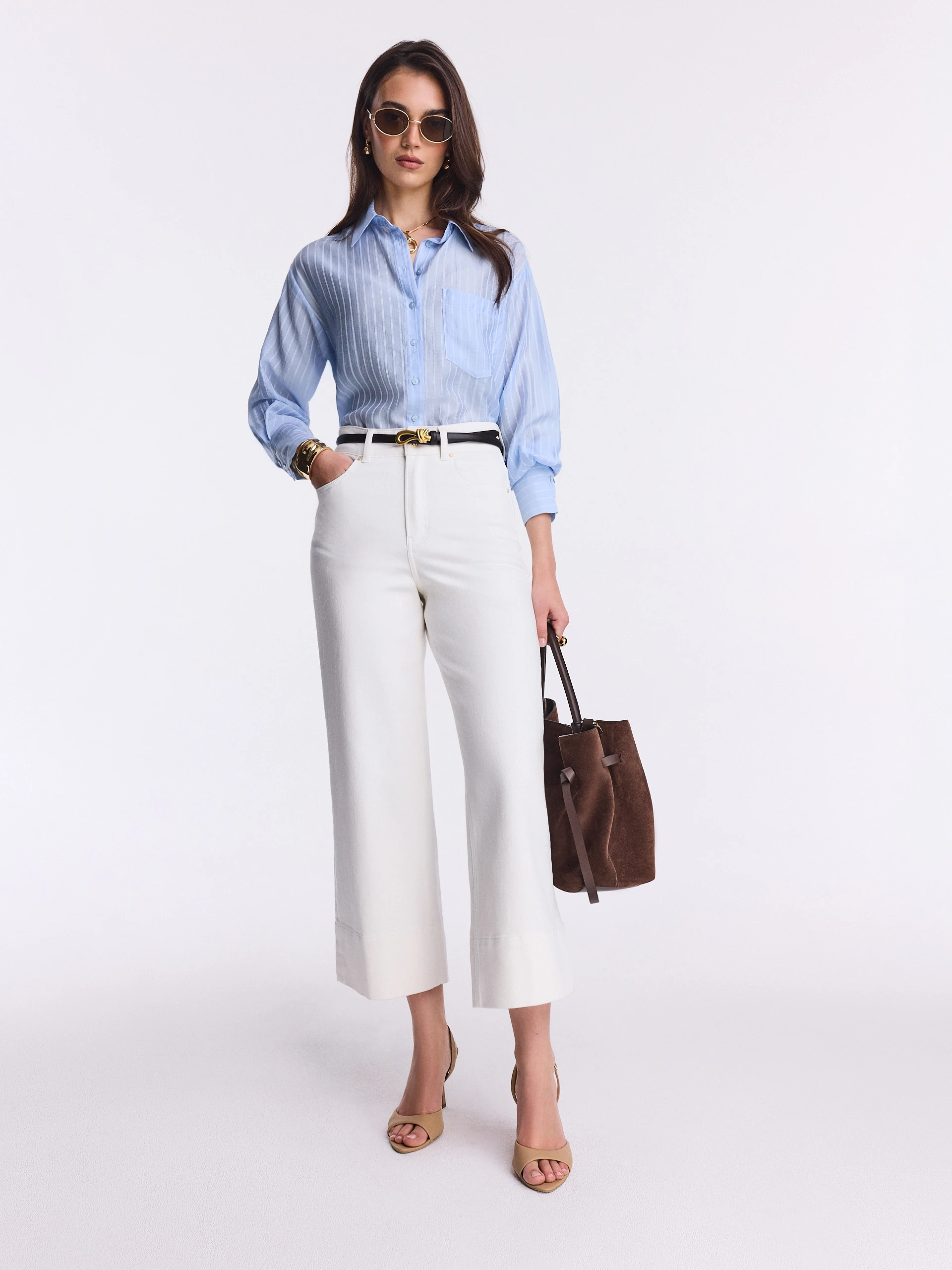 Light blue ribbed collared shirt