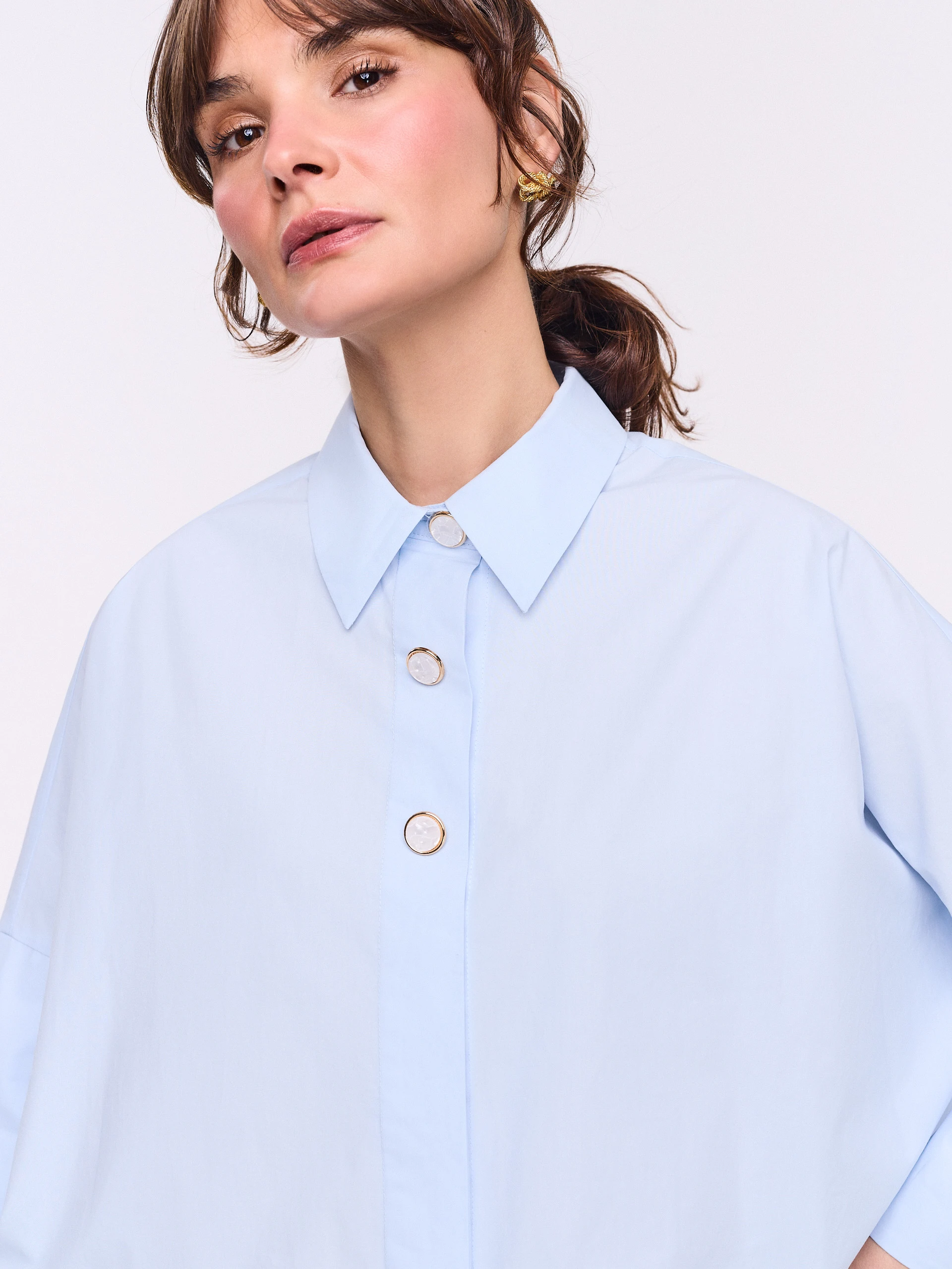 Blue cotton oversized shirt