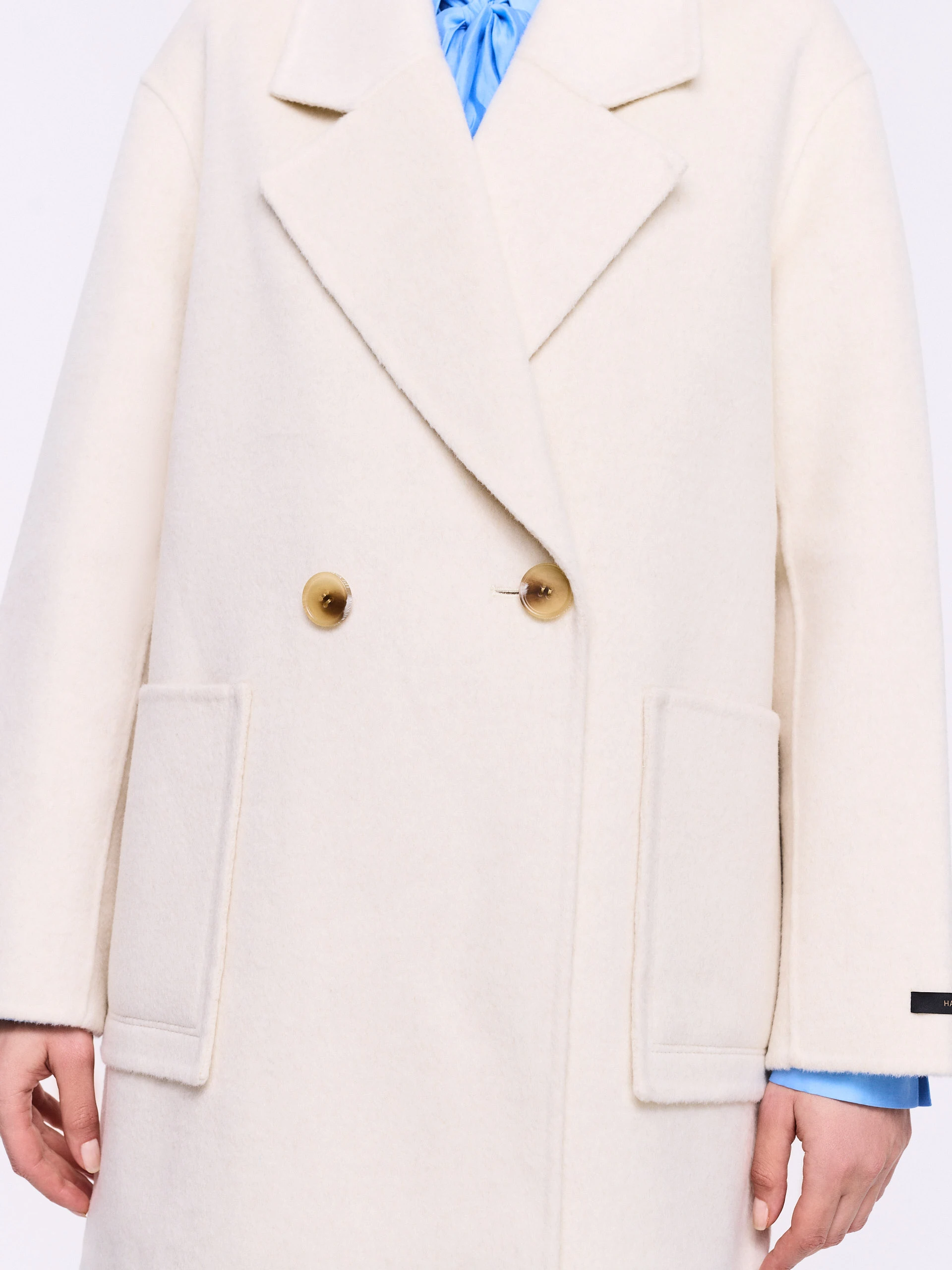 Cream double face coat with wool and cashmere