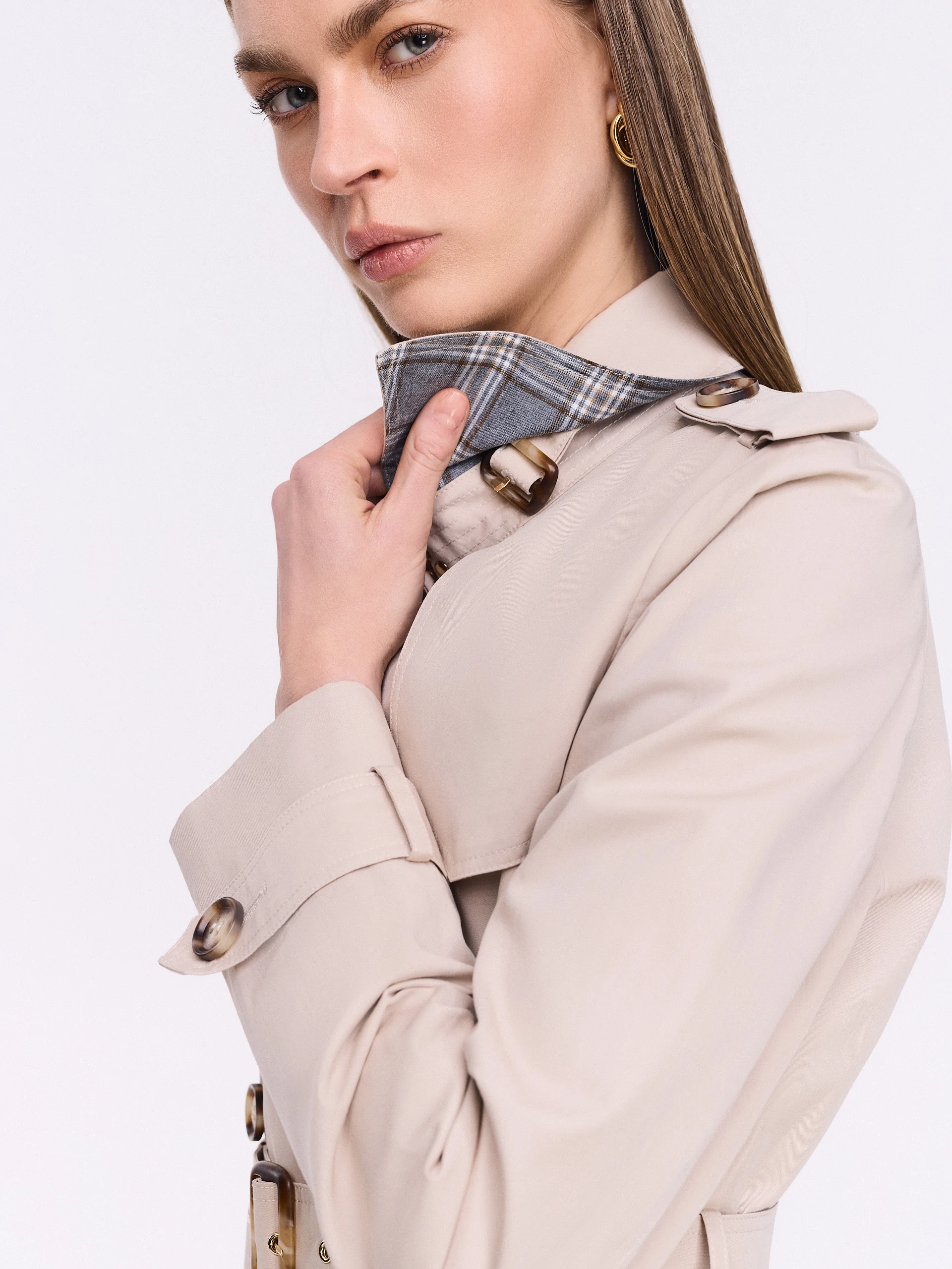 Classic beige knee-length trench coat