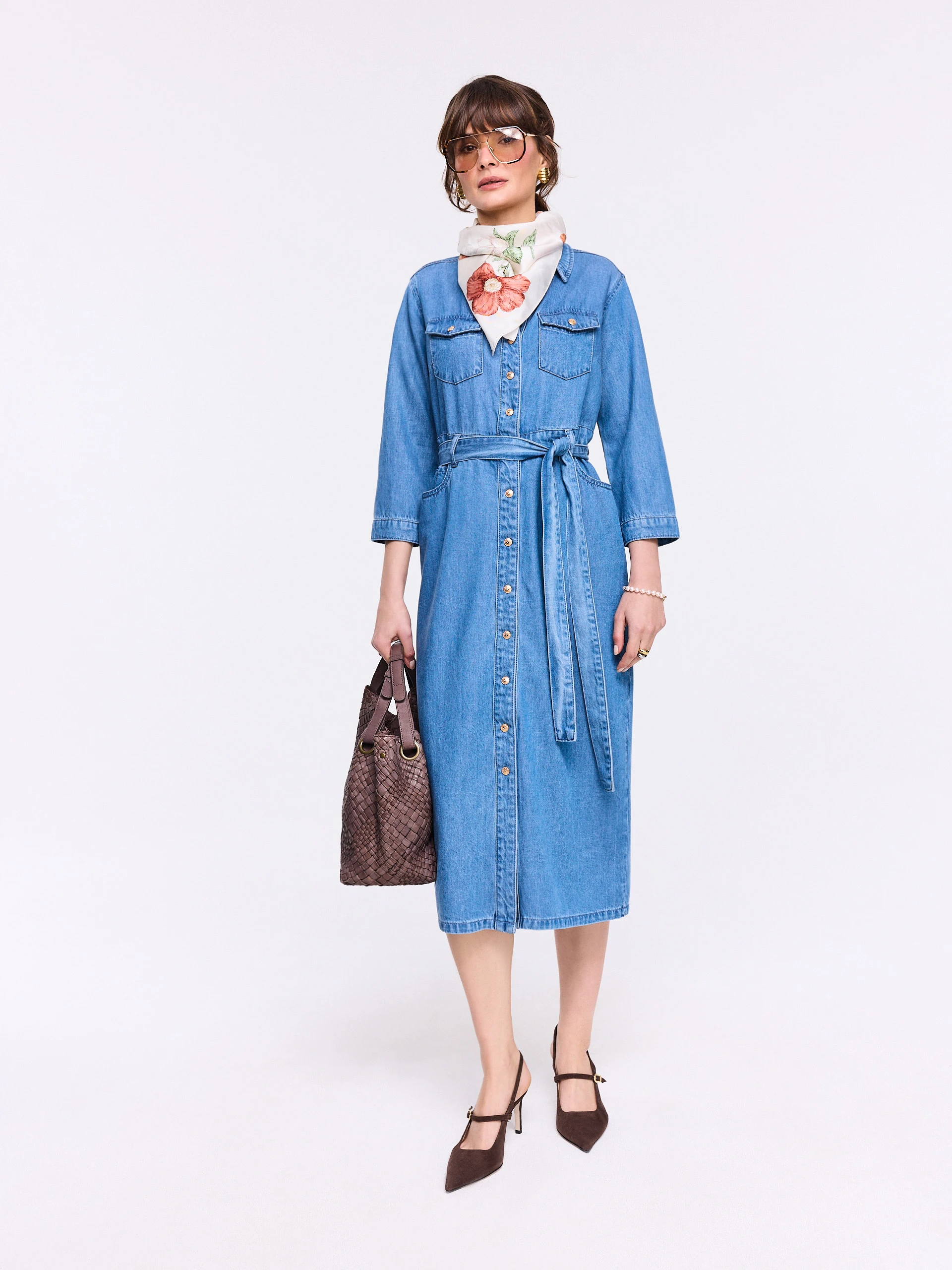 Midi denim dress