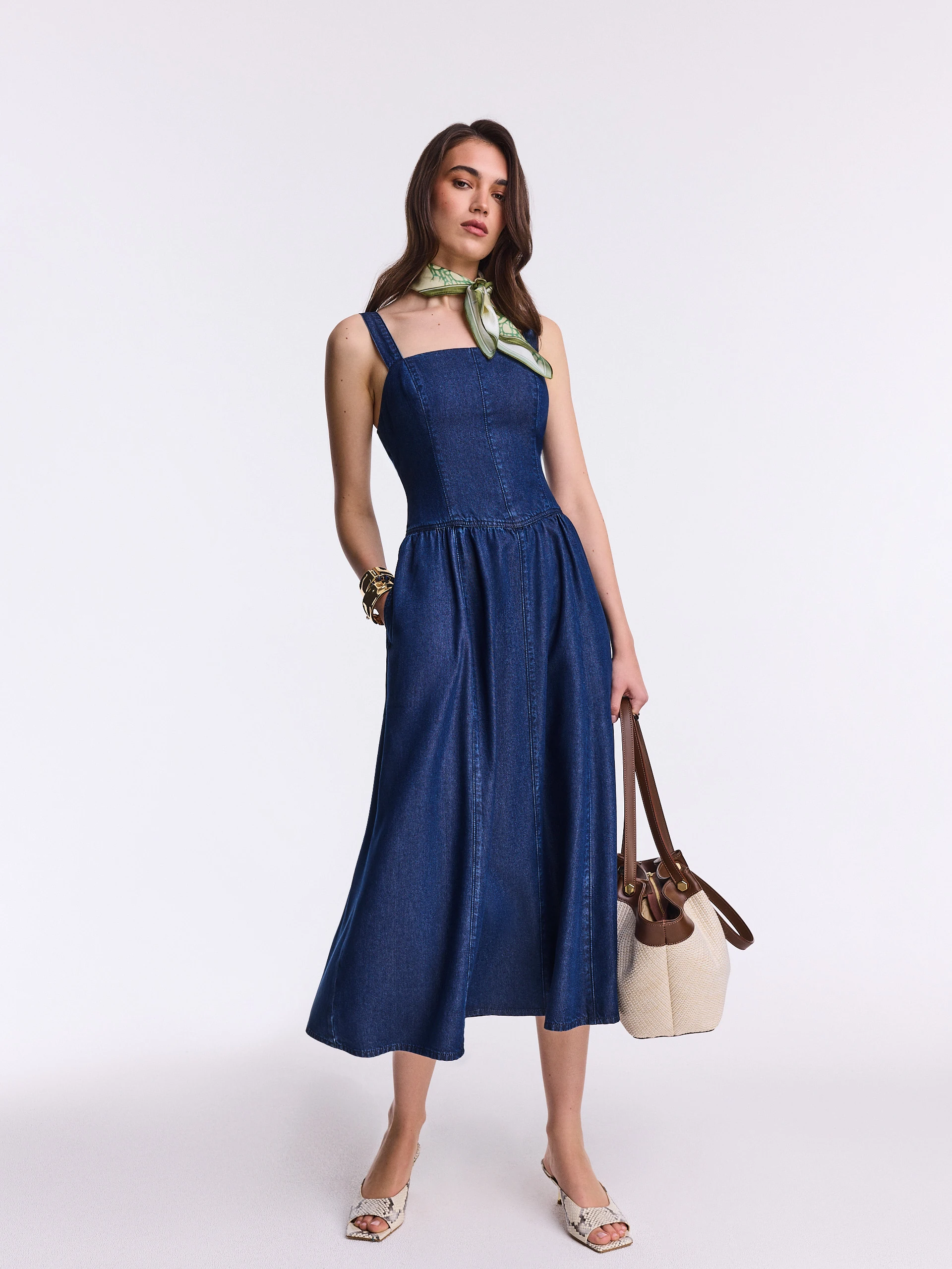 Denim midi dress