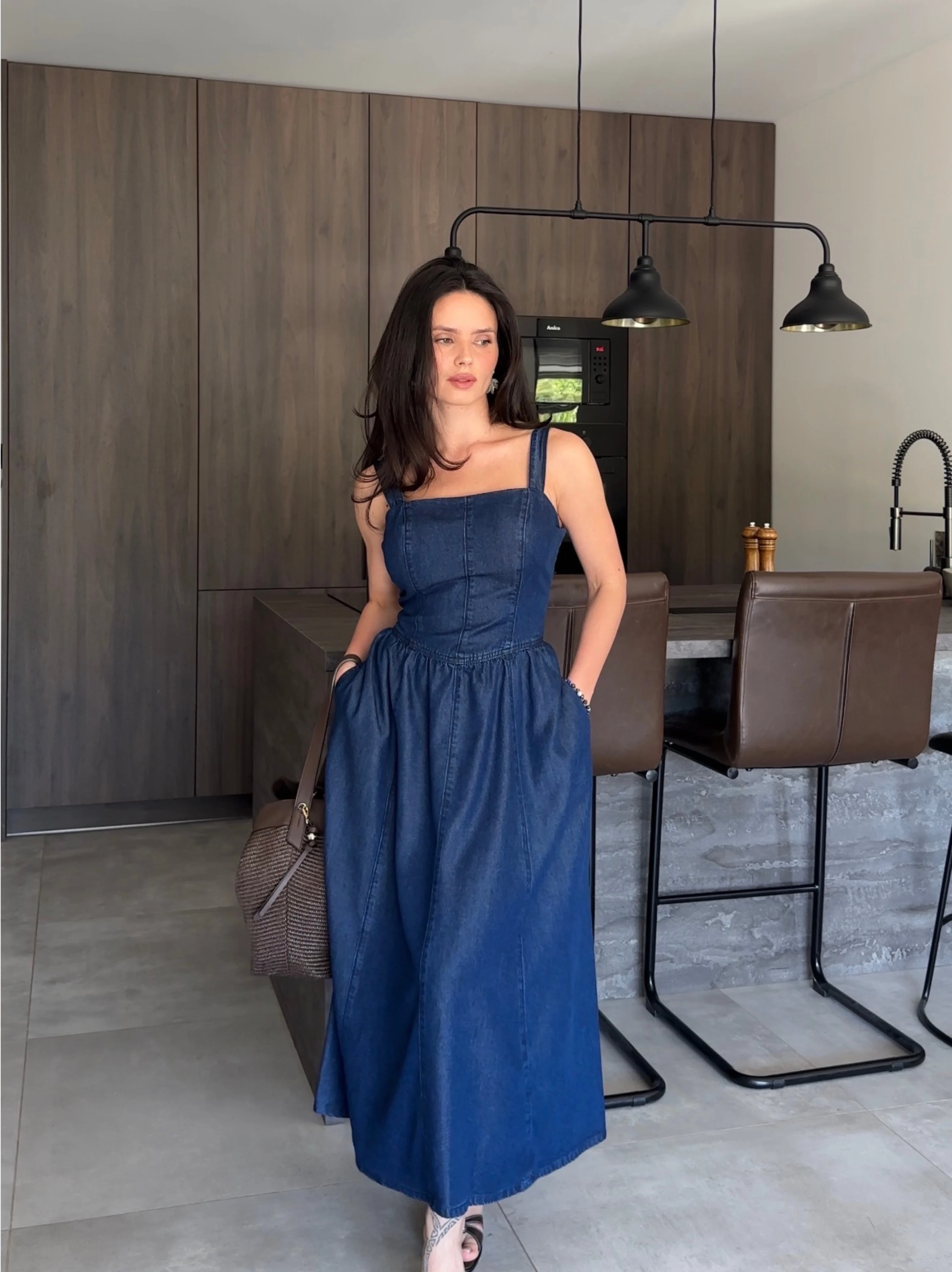 Denim midi dress