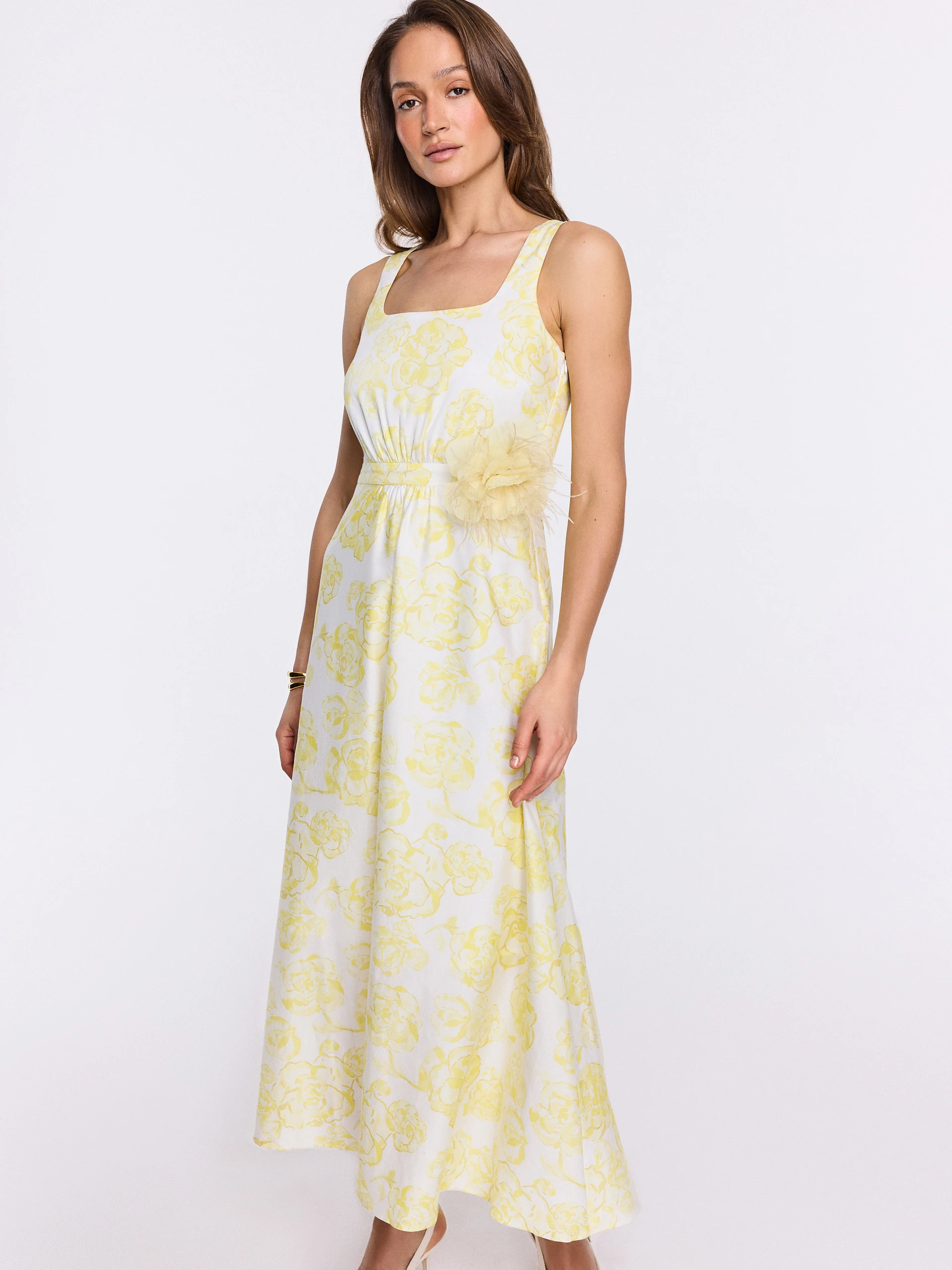 White cotton dress with yellow flowers