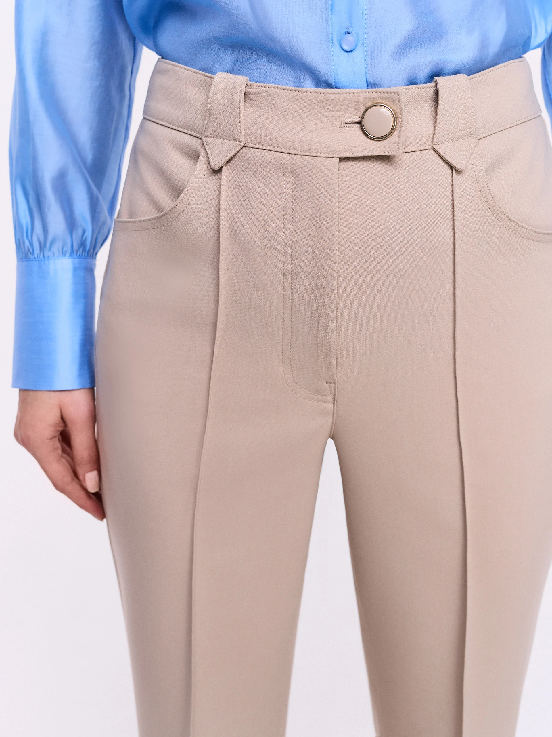 Beige pants with straight legs