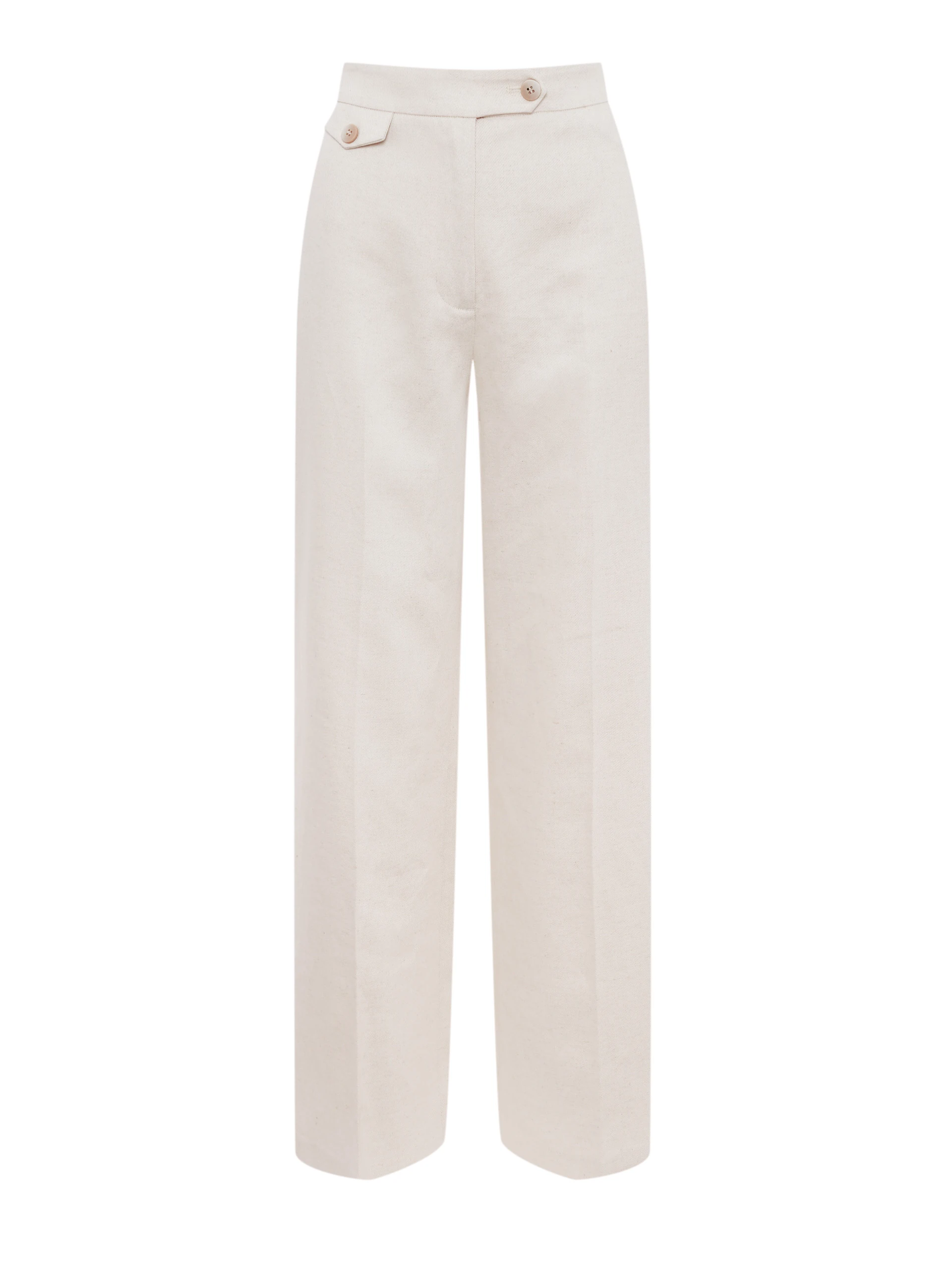 Elegant cream-colored pants made of lyocell with cotton and linen