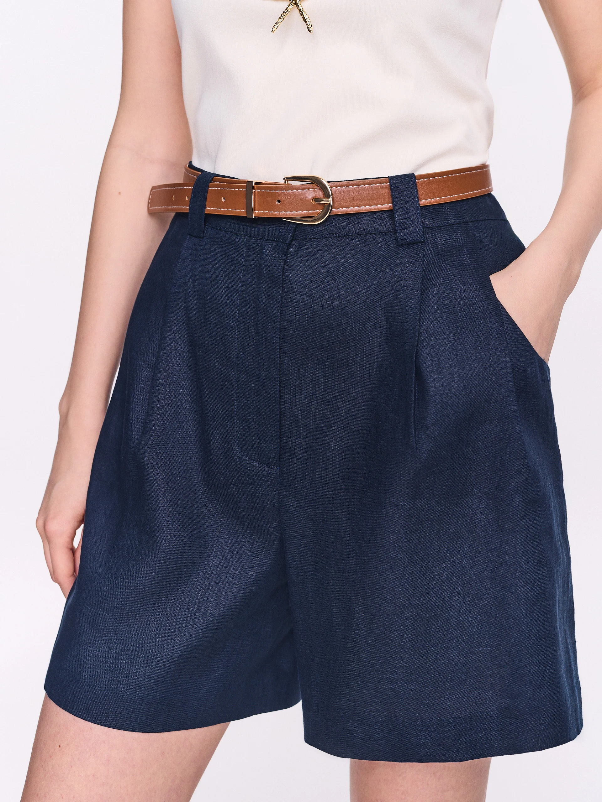 Navy linen shorts