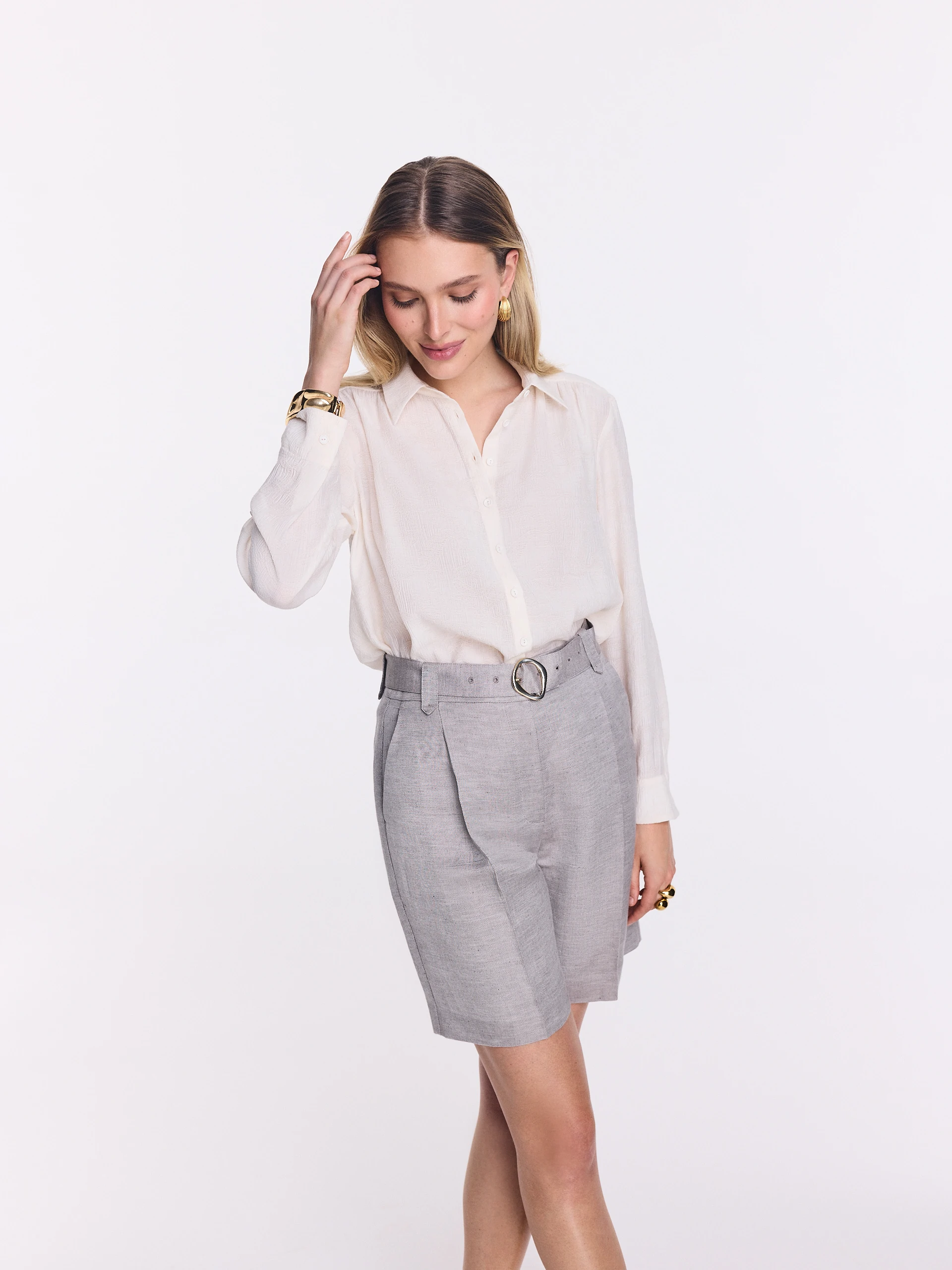 Eleganckie szare bermudy