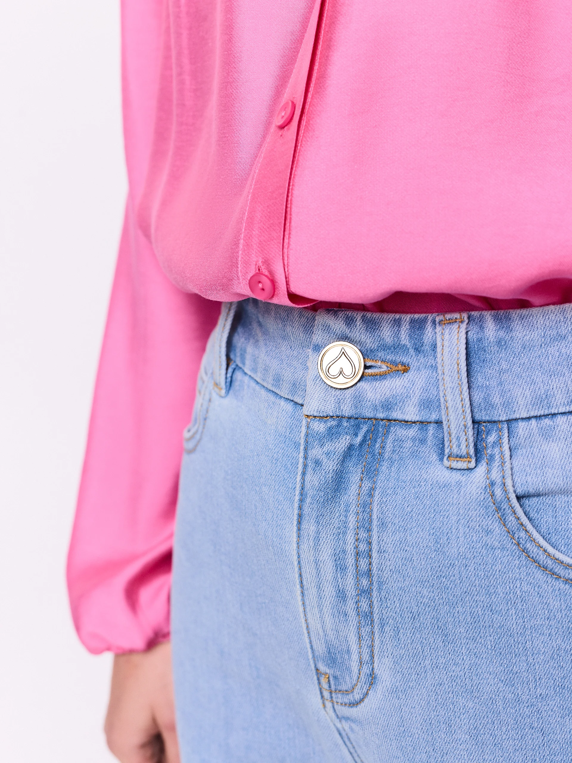 Light blue jeans with straight legs